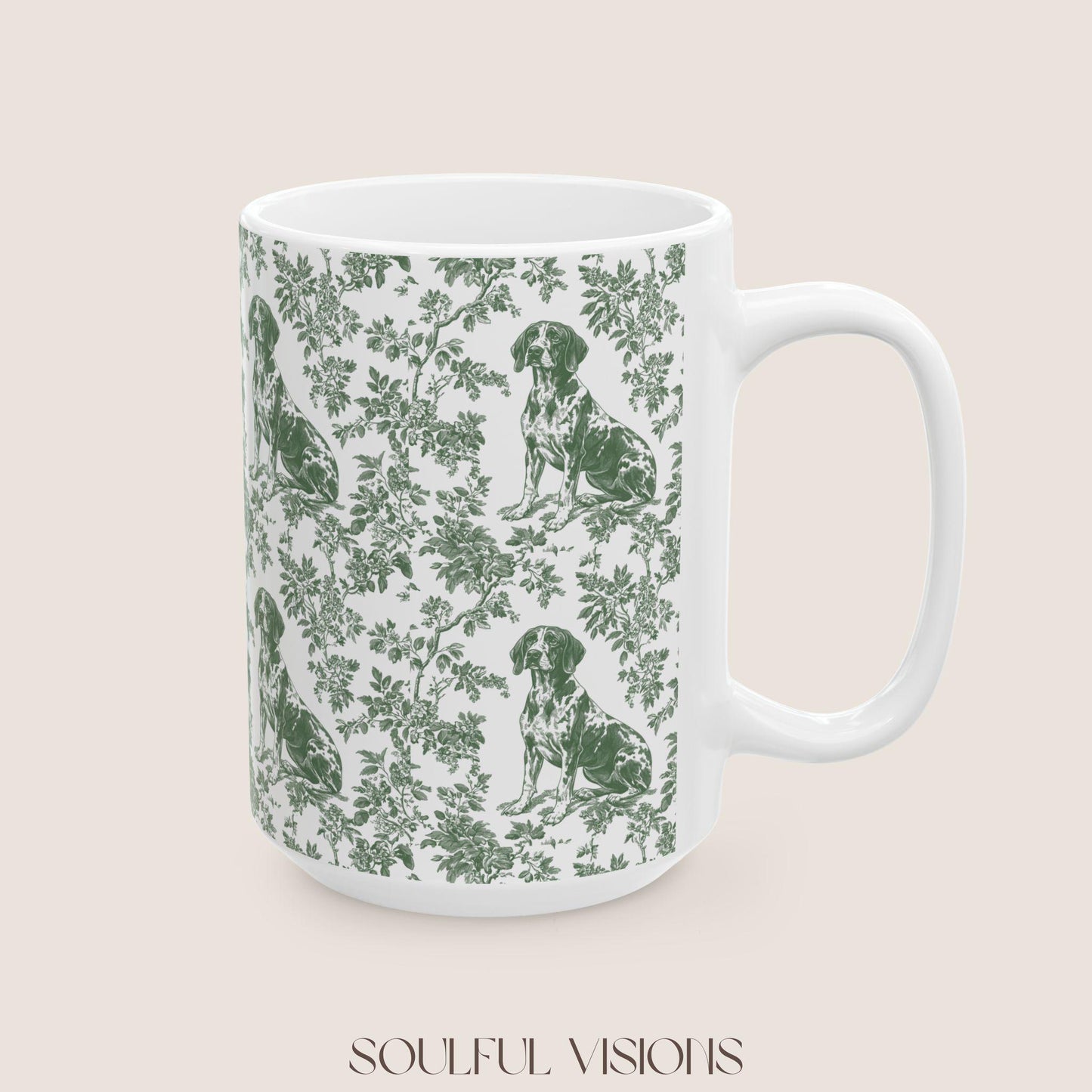 Pointer French Pastel Toile de Jouy Mug, GSP Coffee Mug 15 oz 11 oz, Pointer Mom Mug, German Shorthaired Pointer Gifts, GSP, GSP Gifts