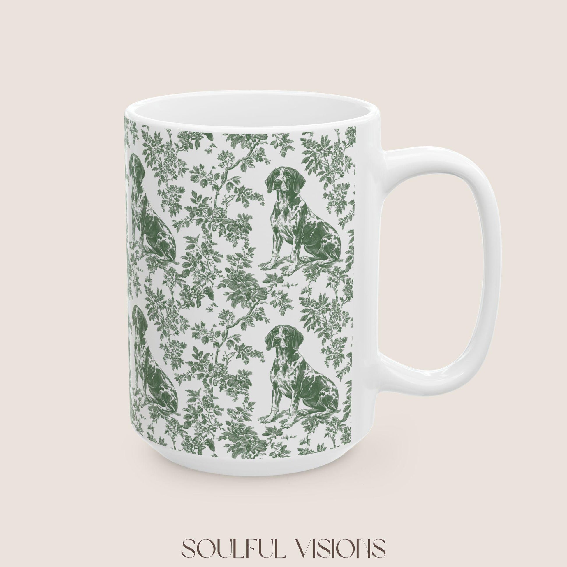Pointer French Pastel Toile de Jouy Mug, GSP Coffee Mug 15 oz 11 oz, Pointer Mom Mug, German Shorthaired Pointer Gifts, GSP, GSP Gifts