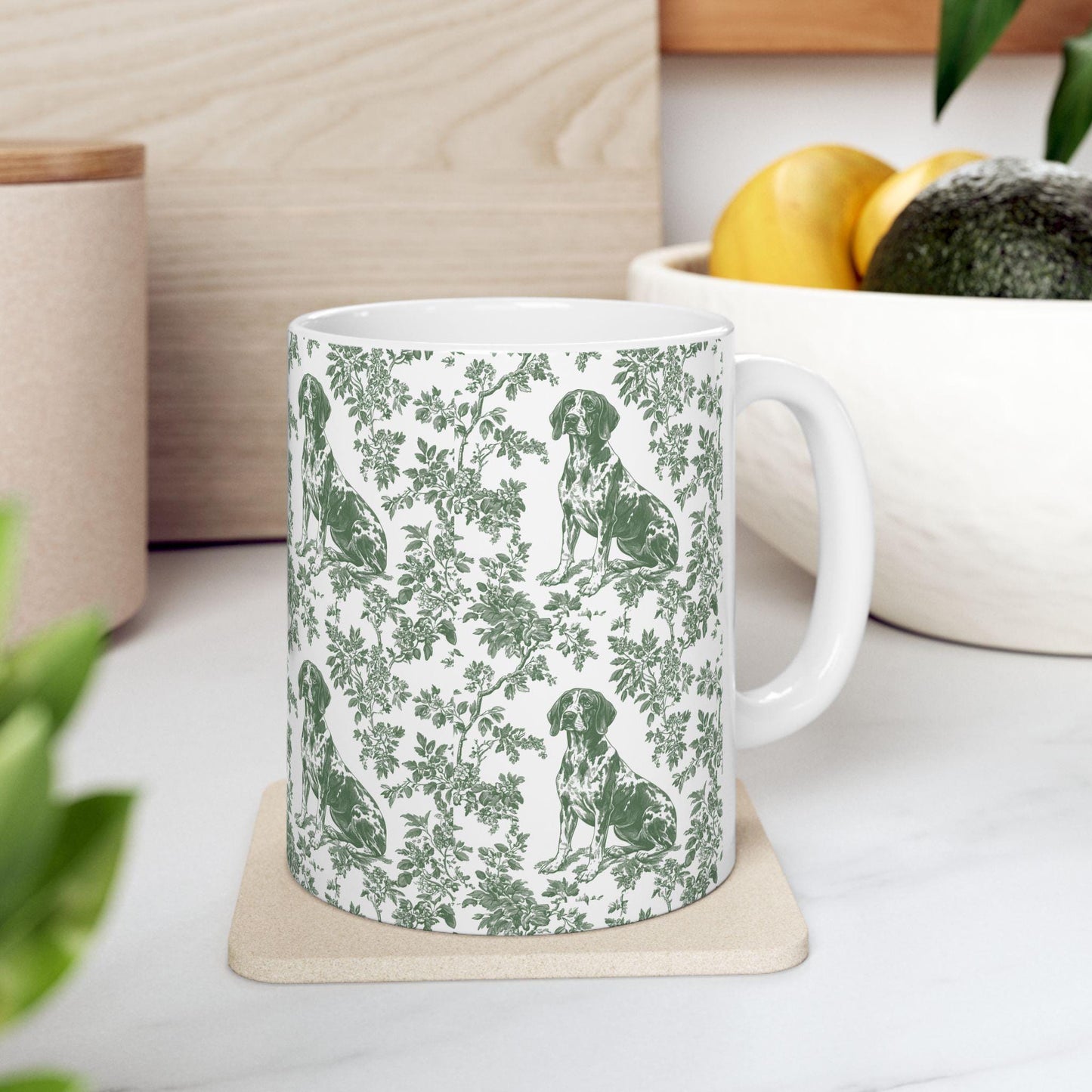 Pointer French Pastel Toile de Jouy Mug, GSP Coffee Mug 15 oz 11 oz, Pointer Mom Mug, German Shorthaired Pointer Gifts, GSP, GSP Gifts