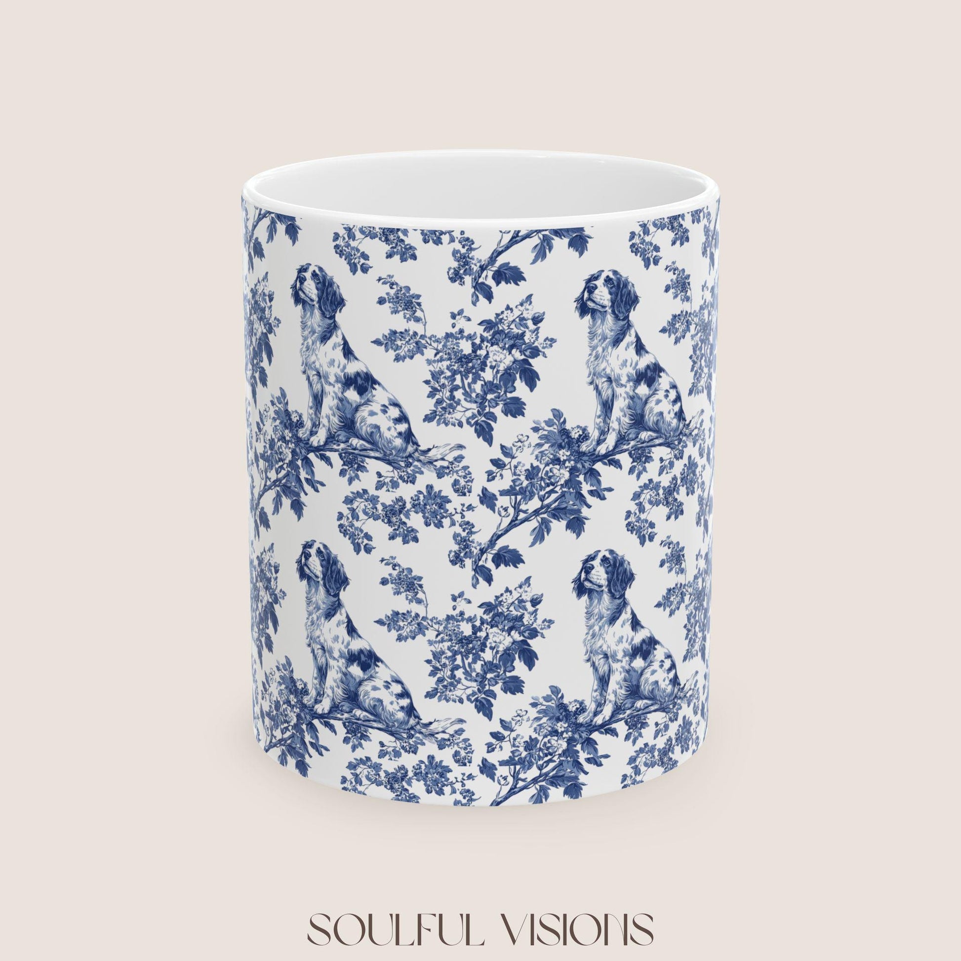 Brittany Spaniel French Toile De Jouy Mug, Brittany Spaniel Mug, Spaniel mom, Brittany Spaniel gift, Brittany Spaniel Lover, Spaniel Cup