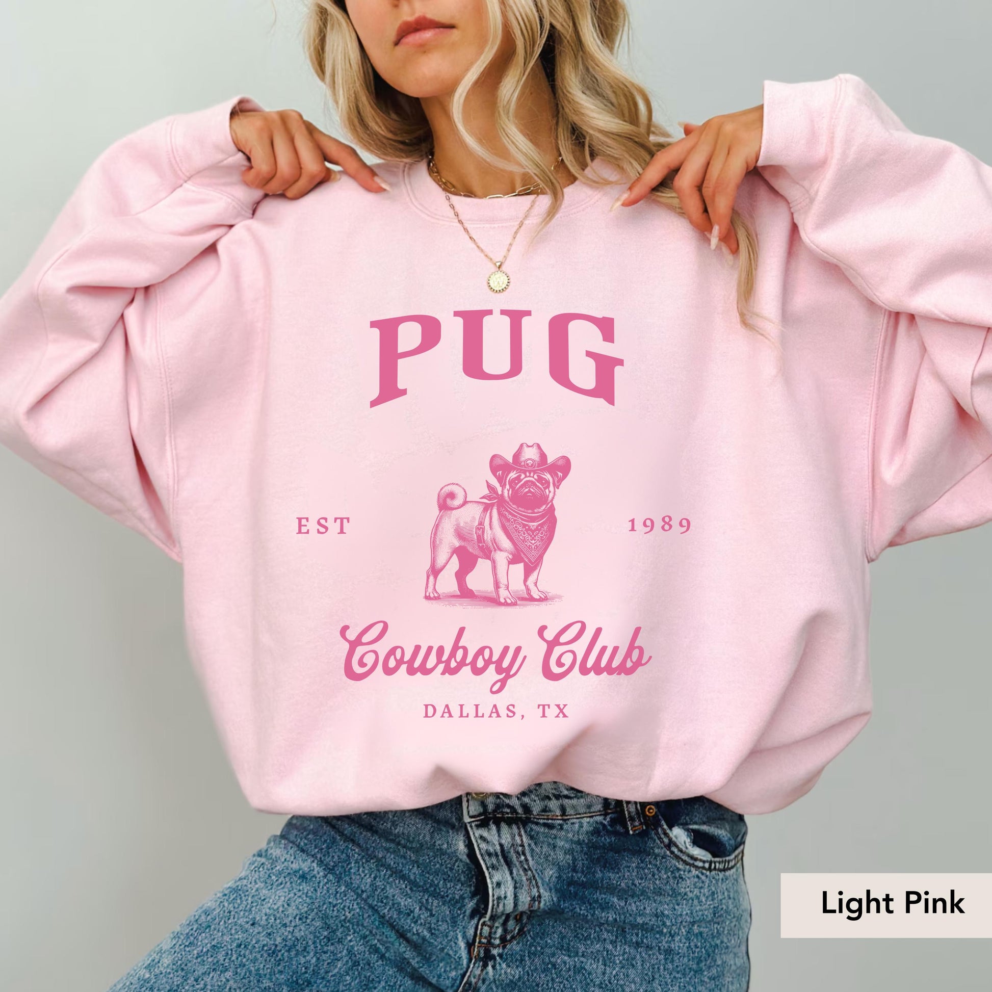 Pug Cowboy Club Sweatshirt, Pug, Pug dog, Pug Sweatshirt, Pug mom, Pug gift, Pug shirt, Pug lover, Pug owner, Dog Cowboy, Dog mom gift