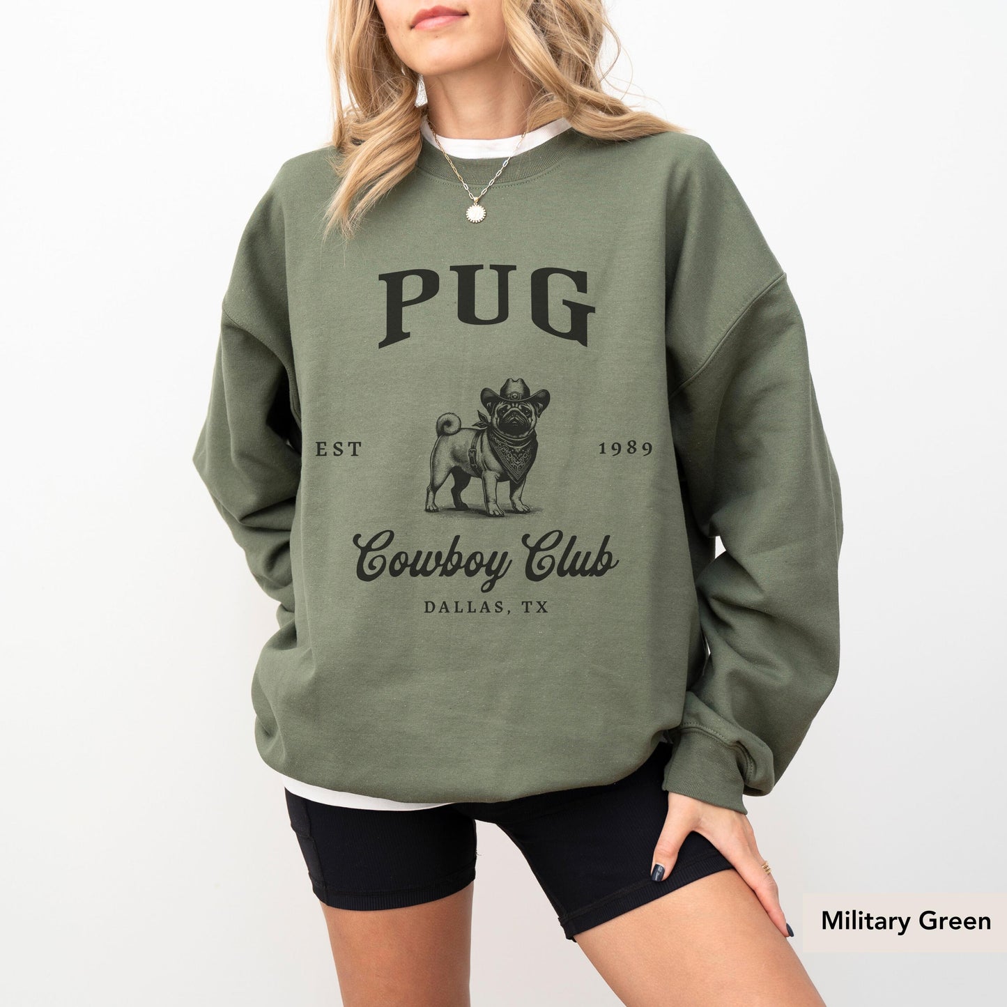 Pug Cowboy Club Sweatshirt, Pug, Pug dog, Pug Sweatshirt, Pug mom, Pug gift, Pug shirt, Pug lover, Pug owner, Dog Cowboy, Dog mom gift