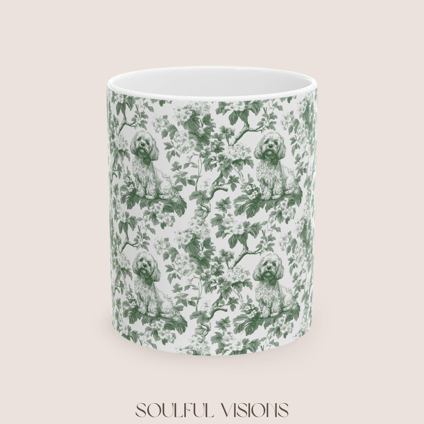 Cavapoo French Pastel Toile de Jouy Mug, Cavapoo Mug, Cavapoo Gift, Cavapoo lover gift, dog toile mug, Cavapoo, Cavapoo Mom