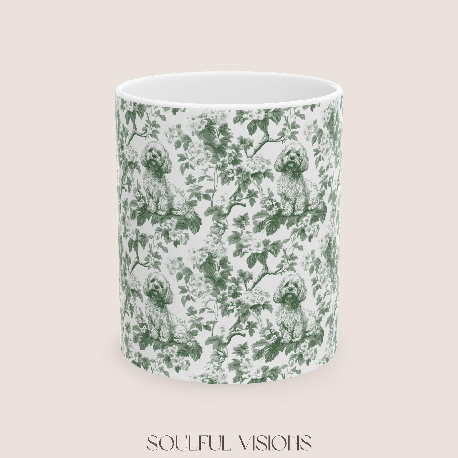 Cavapoo French Pastel Toile de Jouy Mug, Cavapoo Mug, Cavapoo Gift, Cavapoo lover gift, dog toile mug, Cavapoo, Cavapoo Mom