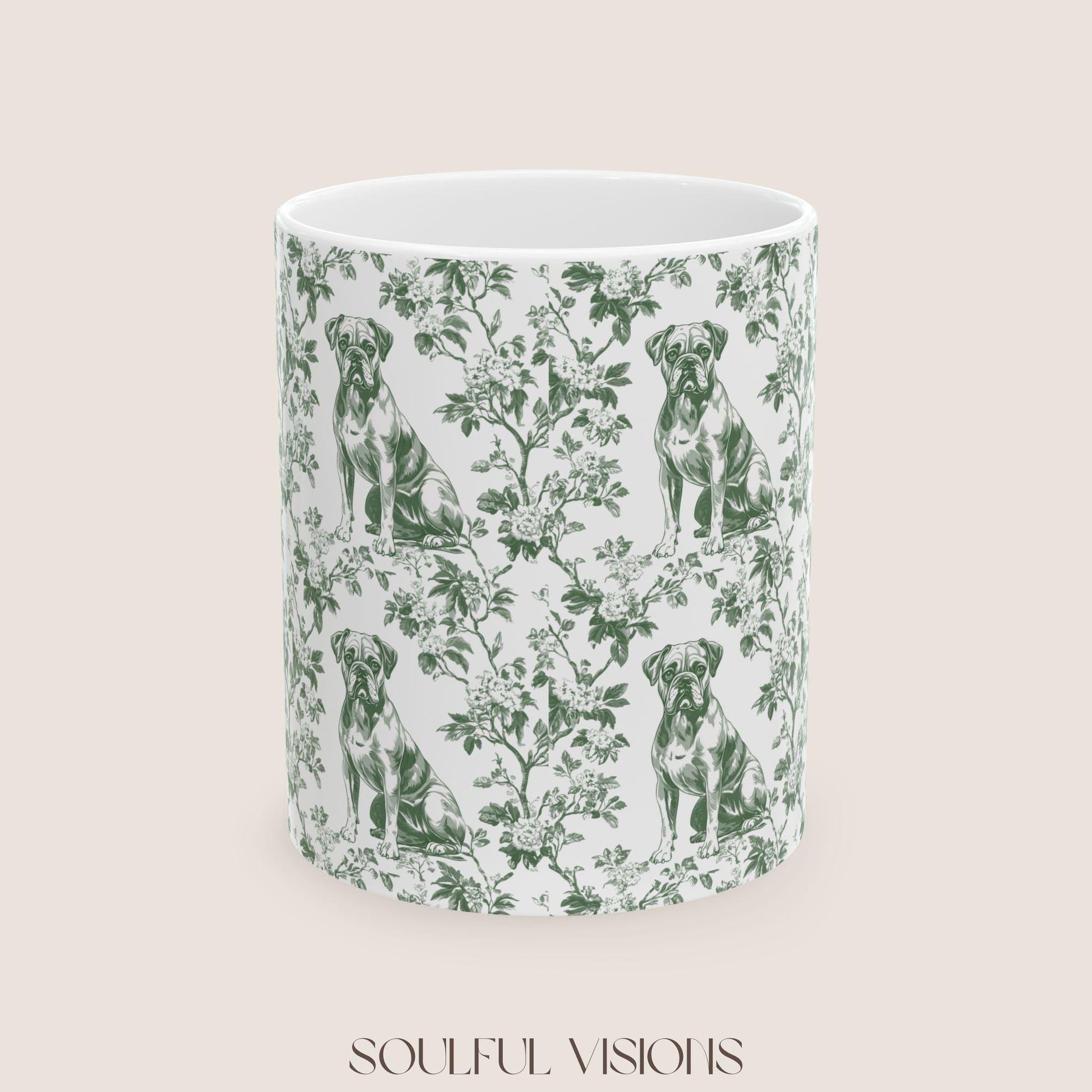 Boxer Dog French Pastel Toile De Jouy Mug, boxer dog Mug, Boxer, boxer dog gifts, boxer dog mom, boxer dog gift, Dog blue toile mug