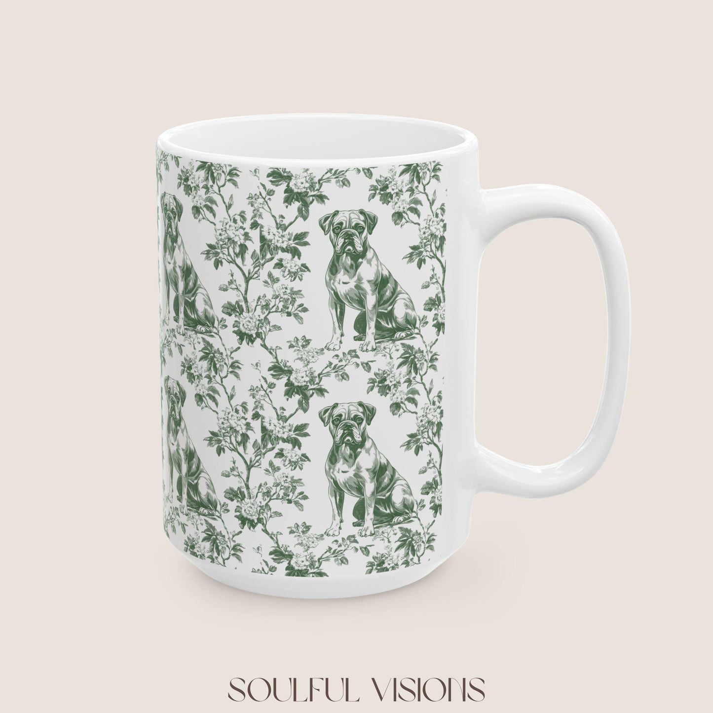 Boxer Dog French Pastel Toile De Jouy Mug, boxer dog Mug, Boxer, boxer dog gifts, boxer dog mom, boxer dog gift, Dog blue toile mug