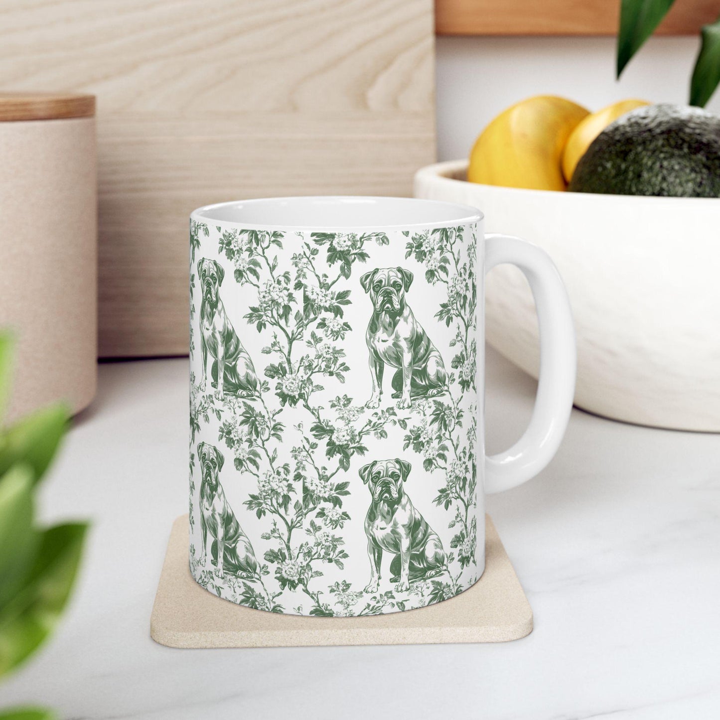 Boxer Dog French Pastel Toile De Jouy Mug, boxer dog Mug, Boxer, boxer dog gifts, boxer dog mom, boxer dog gift, Dog blue toile mug
