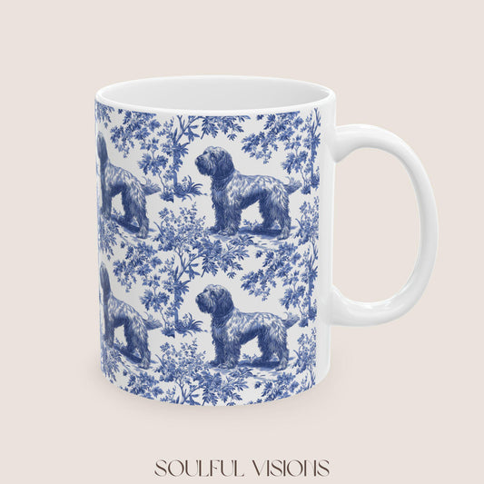 wirehaired pointing griffon French Blue toile de jouy Mug, Wirehaired Pointing Griffon Dog, Griffon Mug, Wirehaired Pointing Griffon Gift