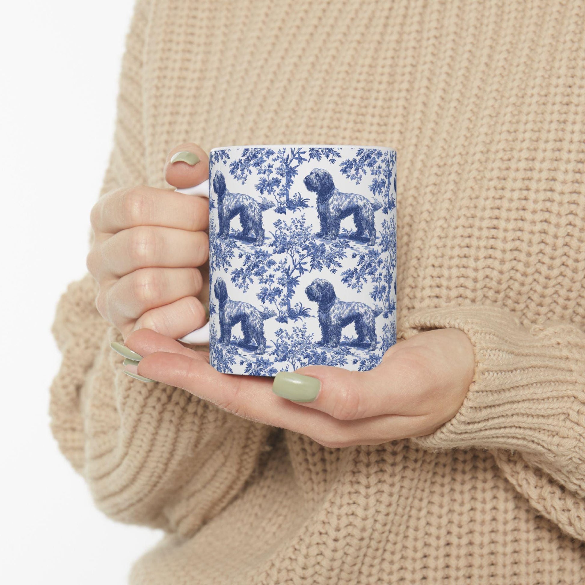 wirehaired pointing griffon French Blue toile de jouy Mug, Wirehaired Pointing Griffon Dog, Griffon Mug, Wirehaired Pointing Griffon Gift