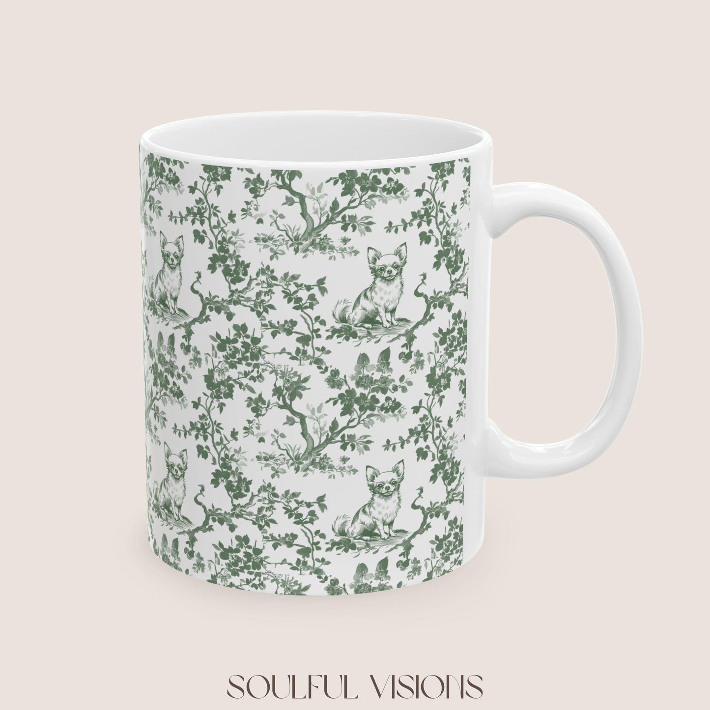 Chihuahua French Pastel Toile de Jouy Mug, Chihuahua Mug, Chihuahua Lover Gifts, Chihuahua gifts, Chihuahua, Chihuahua mom Gift, Chihuahua