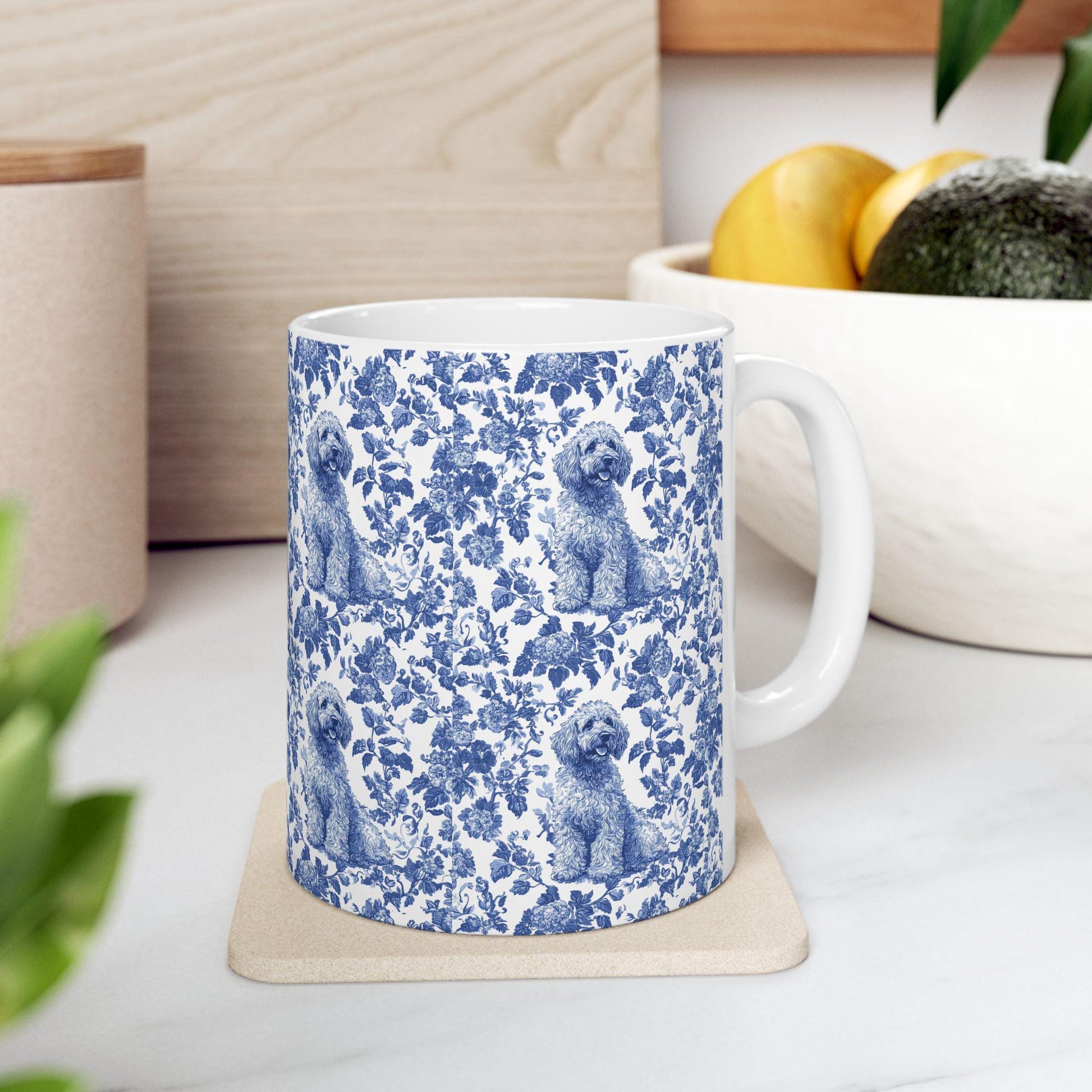 Labradoodle French Blue Toile de Jouy Mug, Labradoodle Mug, Doodle Gift, Labradoodle gift, Toile Dog mug, Doodle mama Gift, Labradoodle mama