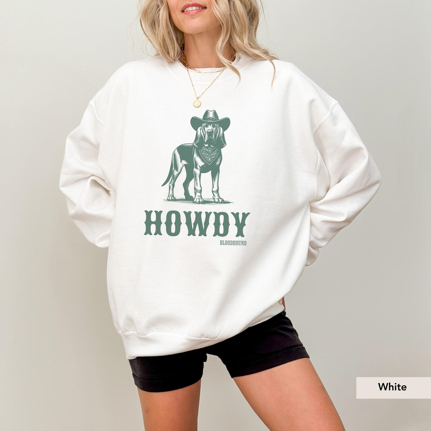 Howdy Bloodhound Sweatshirt, Bloodhound, Bloodhound mom, Dog mom crewneck, Bloodhound gift, Bloodhound Sweatshirt, Dog Cowboy