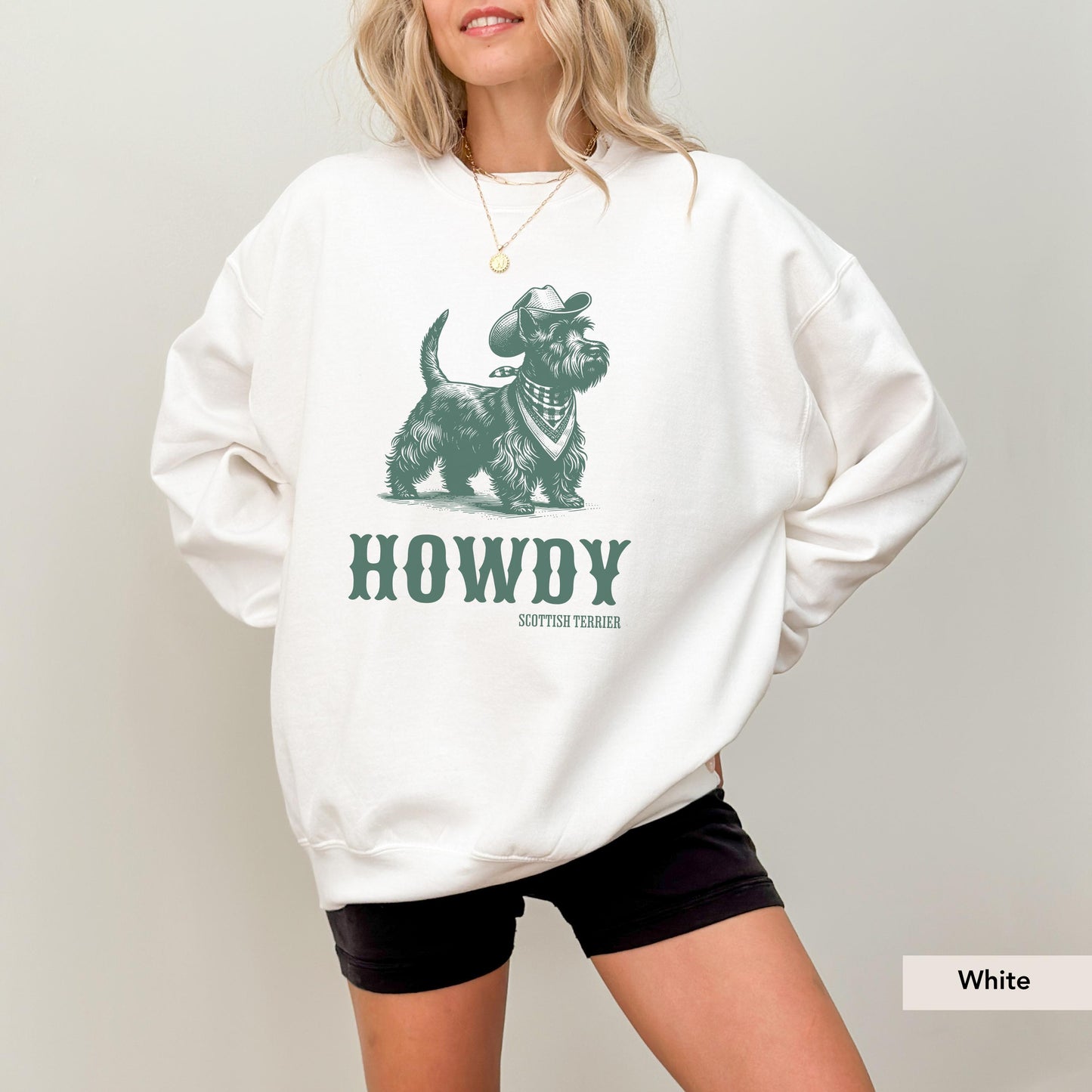 Howdy Scottish Terrier Sweatshirt, Scottish Terrier, Scottish Terrier gift, Scottish Terrier mom, Scottish Terrier sweater, Dog Cowboy