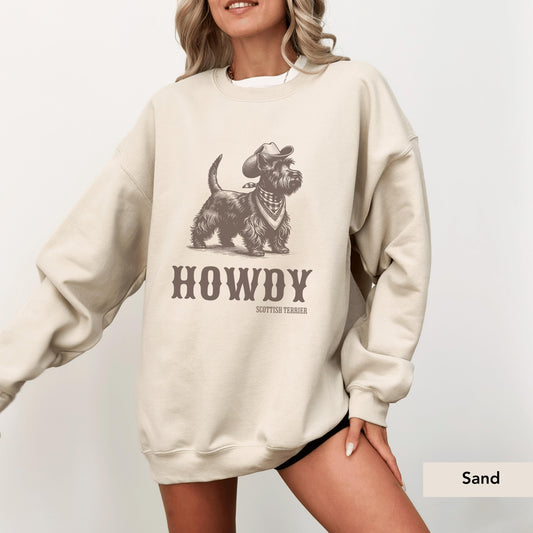 Howdy Scottish Terrier Sweatshirt, Scottish Terrier, Scottish Terrier gift, Scottish Terrier mom, Scottish Terrier sweater, Dog Cowboy