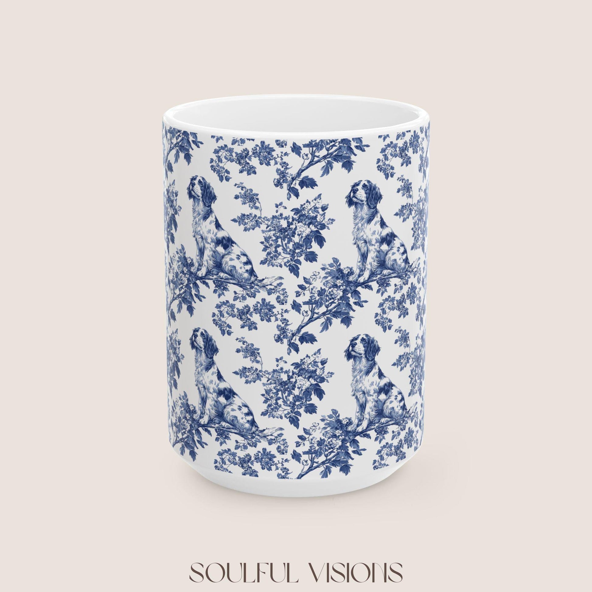 Brittany Spaniel French Toile De Jouy Mug, Brittany Spaniel Mug, Spaniel mom, Brittany Spaniel gift, Brittany Spaniel Lover, Spaniel Cup