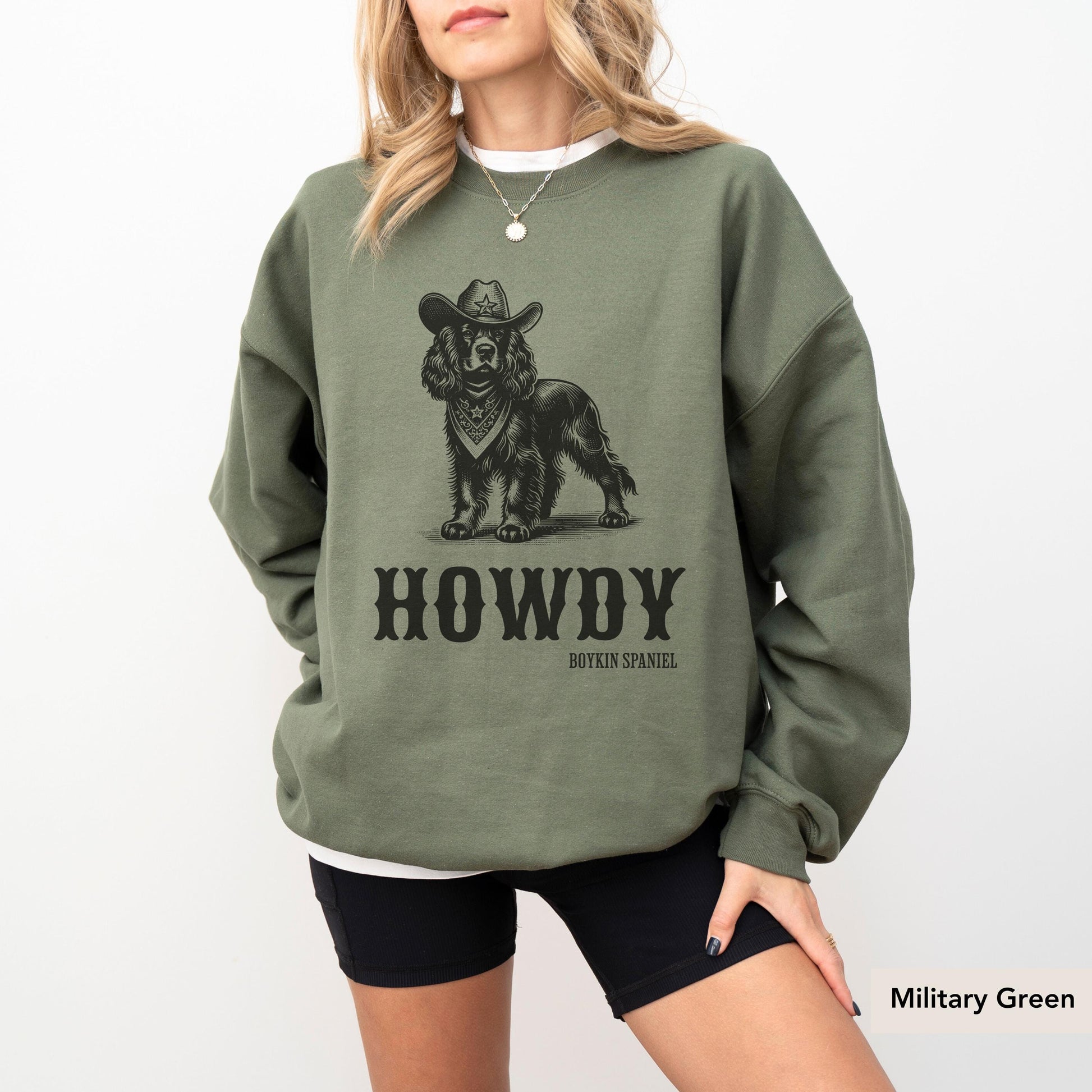 Howdy Boykin Spaniel Sweatshirt, Boykin Spaniel, Boykin Spaniel Sweatshirt, Boykin Spaniel Gift, Boykin Spaniel Shirt, Dog Cowboy