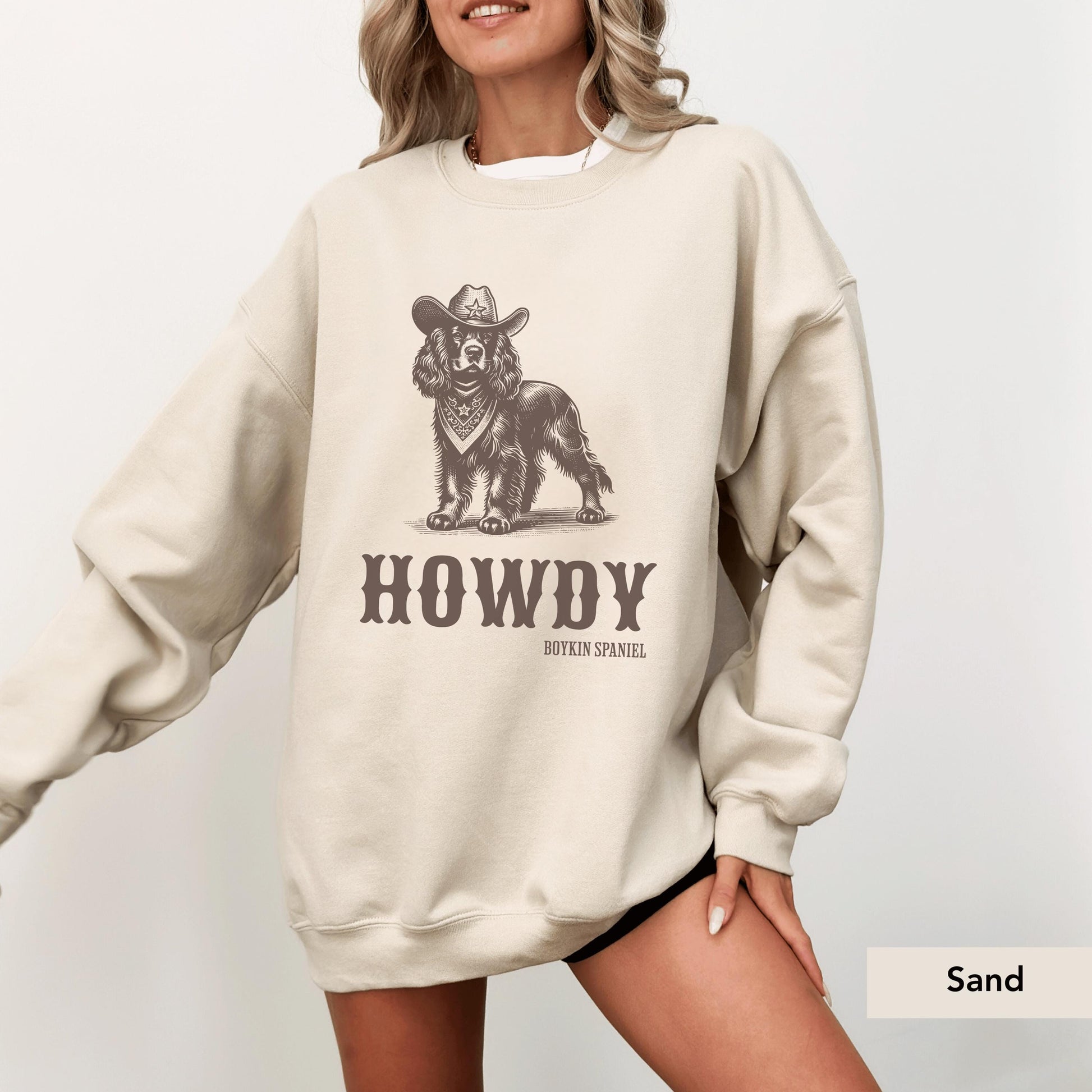 Howdy Boykin Spaniel Sweatshirt, Boykin Spaniel, Boykin Spaniel Sweatshirt, Boykin Spaniel Gift, Boykin Spaniel Shirt, Dog Cowboy
