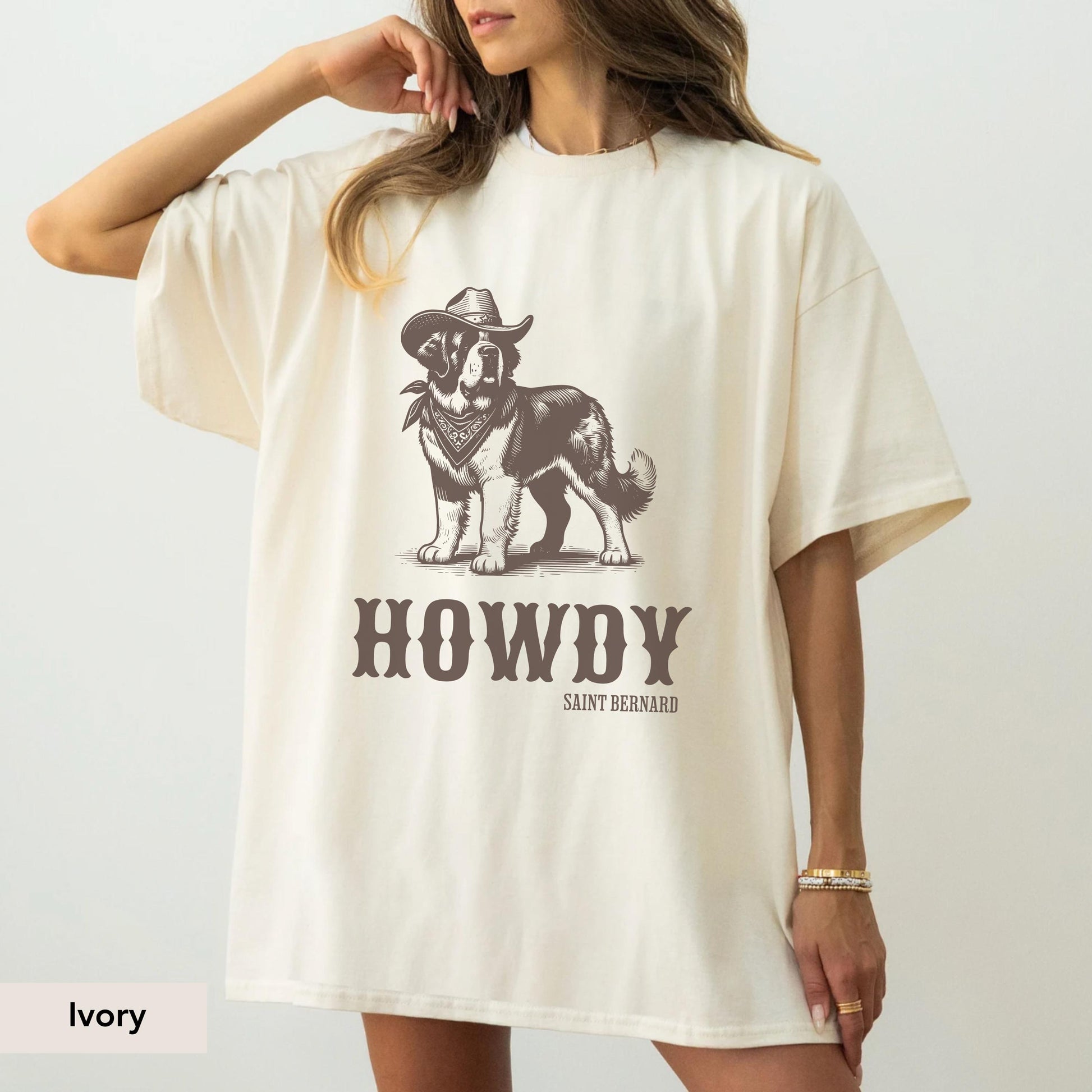Howdy Saint Bernard Comfort Colors Shirt, St Bernard, St Bernard Sweatshirt, Saint Bernard Gift, St Bernard shirt, Dog cowboy shirt