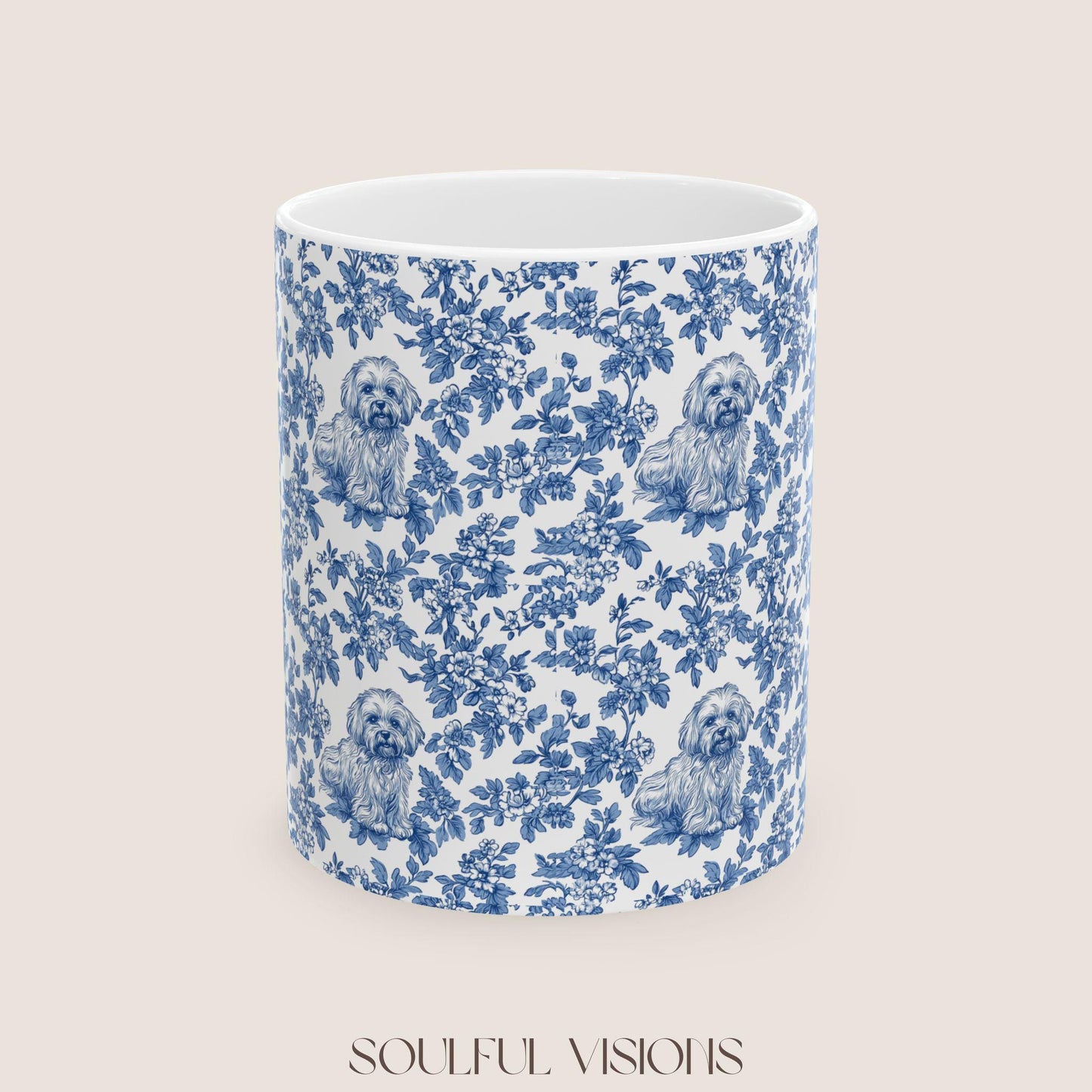 Havanese French Blue Toile De Jouy Mug, Havanese Mug, Havanese mom, Havanese, Havanese Lover gift, Havanese Coffee Mug, Toile mug