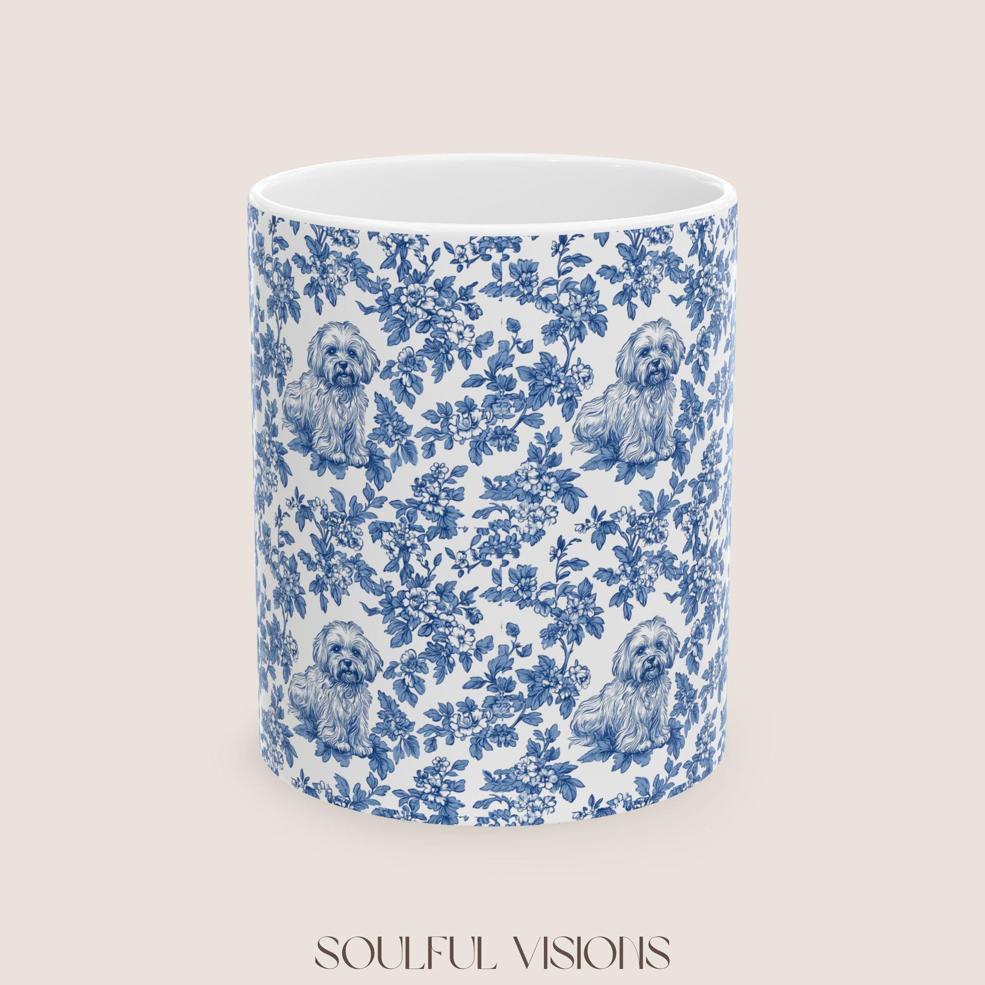 Havanese French Blue Toile De Jouy Mug, Havanese Mug, Havanese mom, Havanese, Havanese Lover gift, Havanese Coffee Mug, Toile mug