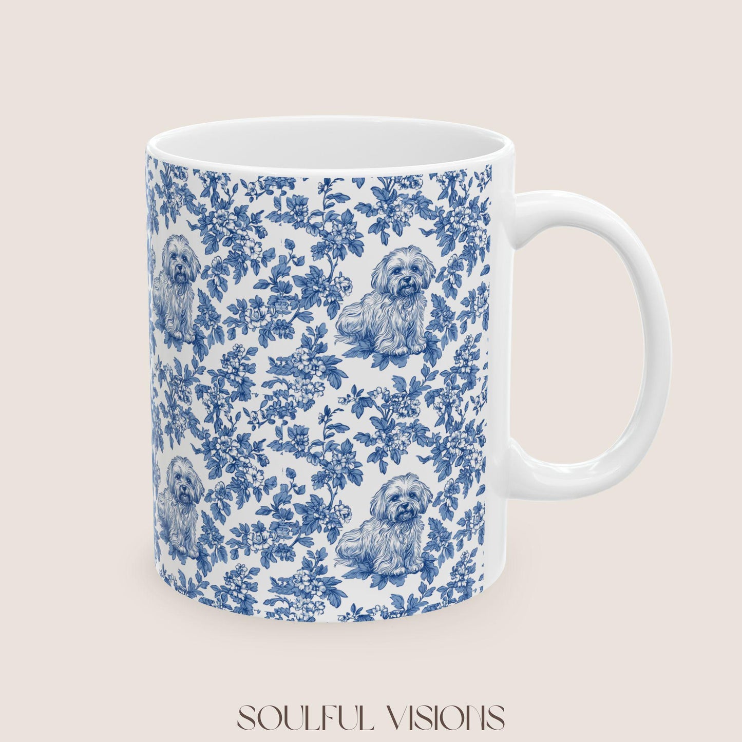 Havanese French Blue Toile De Jouy Mug, Havanese Mug, Havanese mom, Havanese, Havanese Lover gift, Havanese Coffee Mug, Toile mug