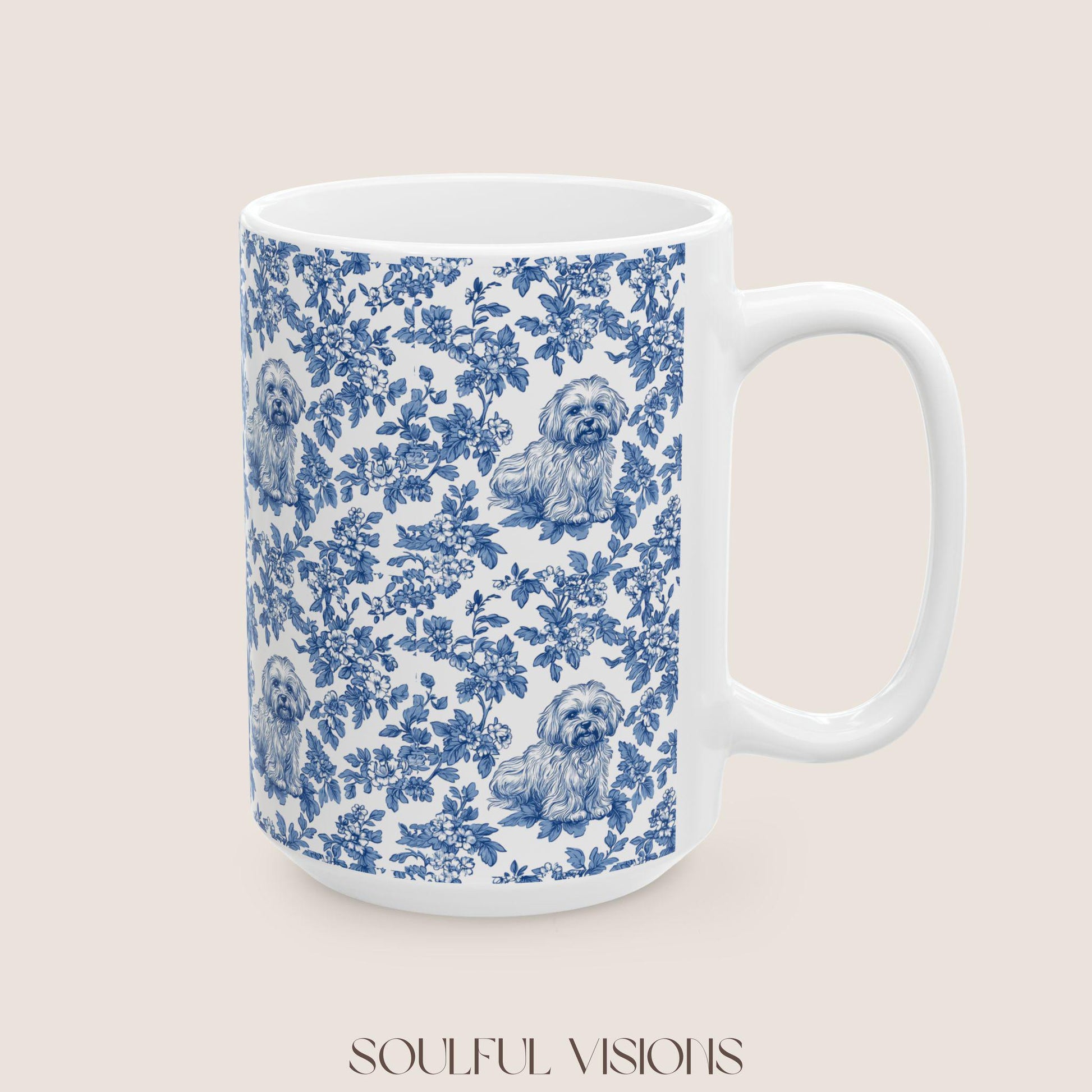 Havanese French Blue Toile De Jouy Mug, Havanese Mug, Havanese mom, Havanese, Havanese Lover gift, Havanese Coffee Mug, Toile mug