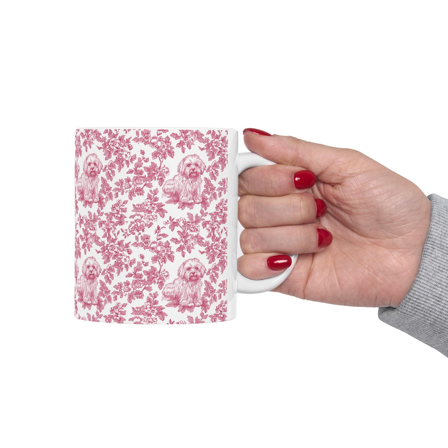 Havanese French Pink Toile De Jouy Mug, Havanese Mug, Havanese mom, Havanese, Havanese Lover gift, Havanese Coffee Mug, Toile mug