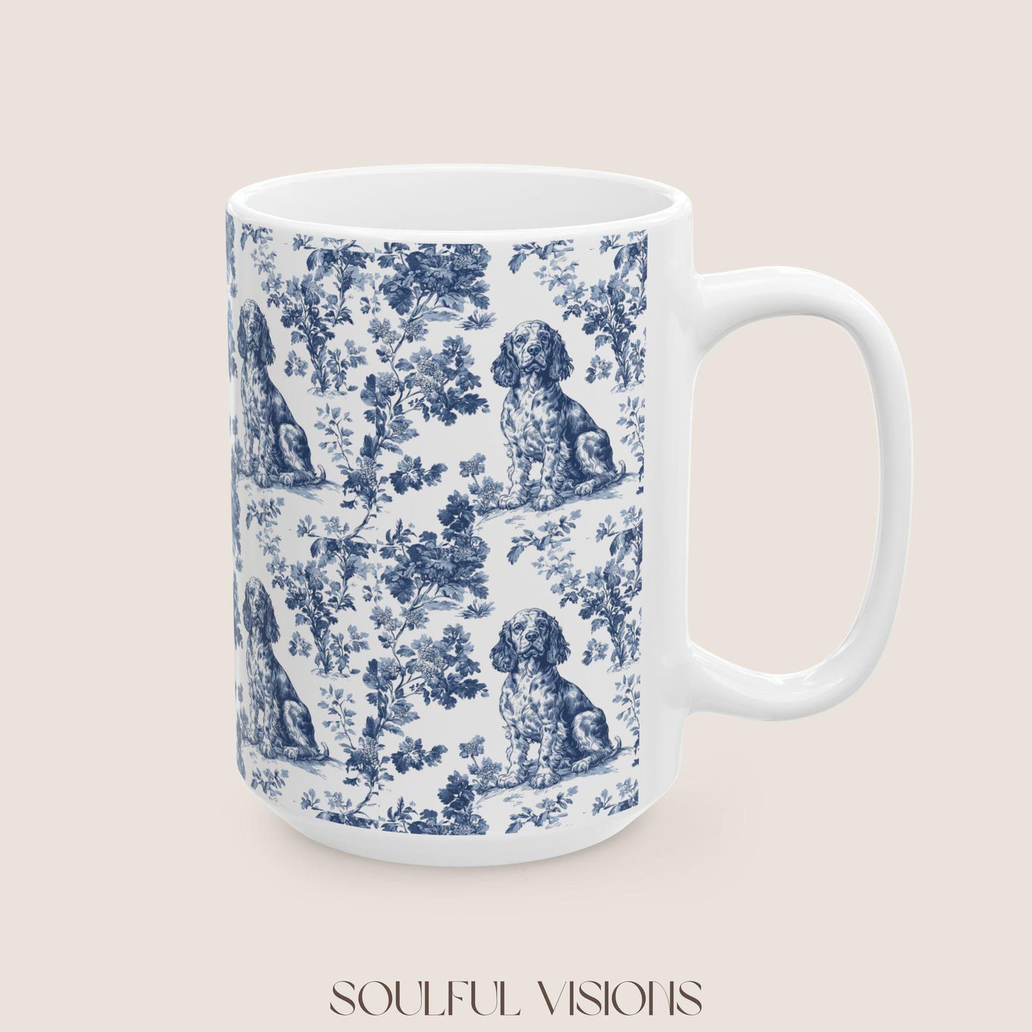 Boykin Spaniel French Blue Toile de Jouy Mug, Boykin Spaniel Mugs, Boykin Spaniel Gift, Toile mug, Boykin Spaniel, Spaniel mama Gift