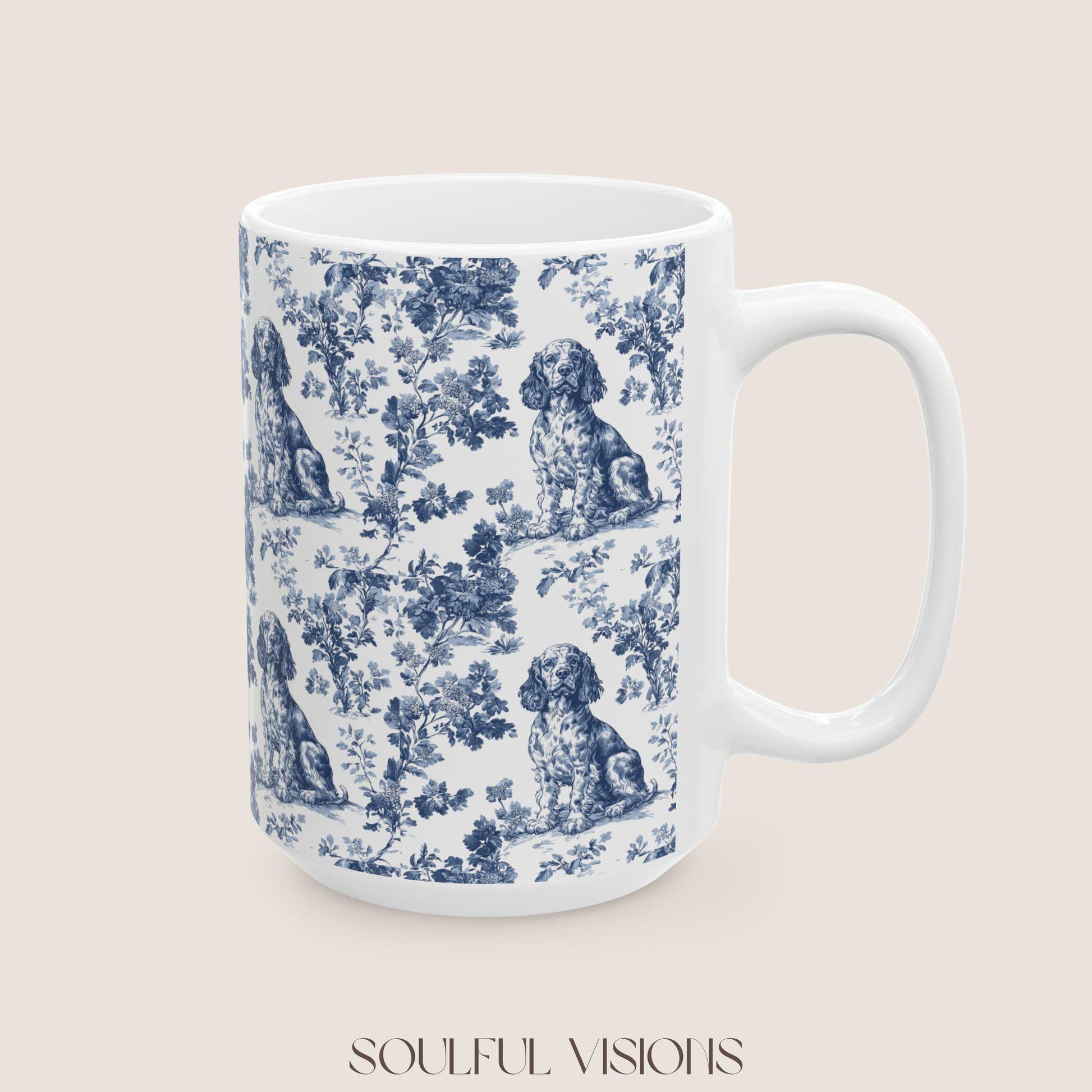 Boykin Spaniel French Blue Toile de Jouy Mug, Boykin Spaniel Mugs, Boykin Spaniel Gift, Toile mug, Boykin Spaniel, Spaniel mama Gift