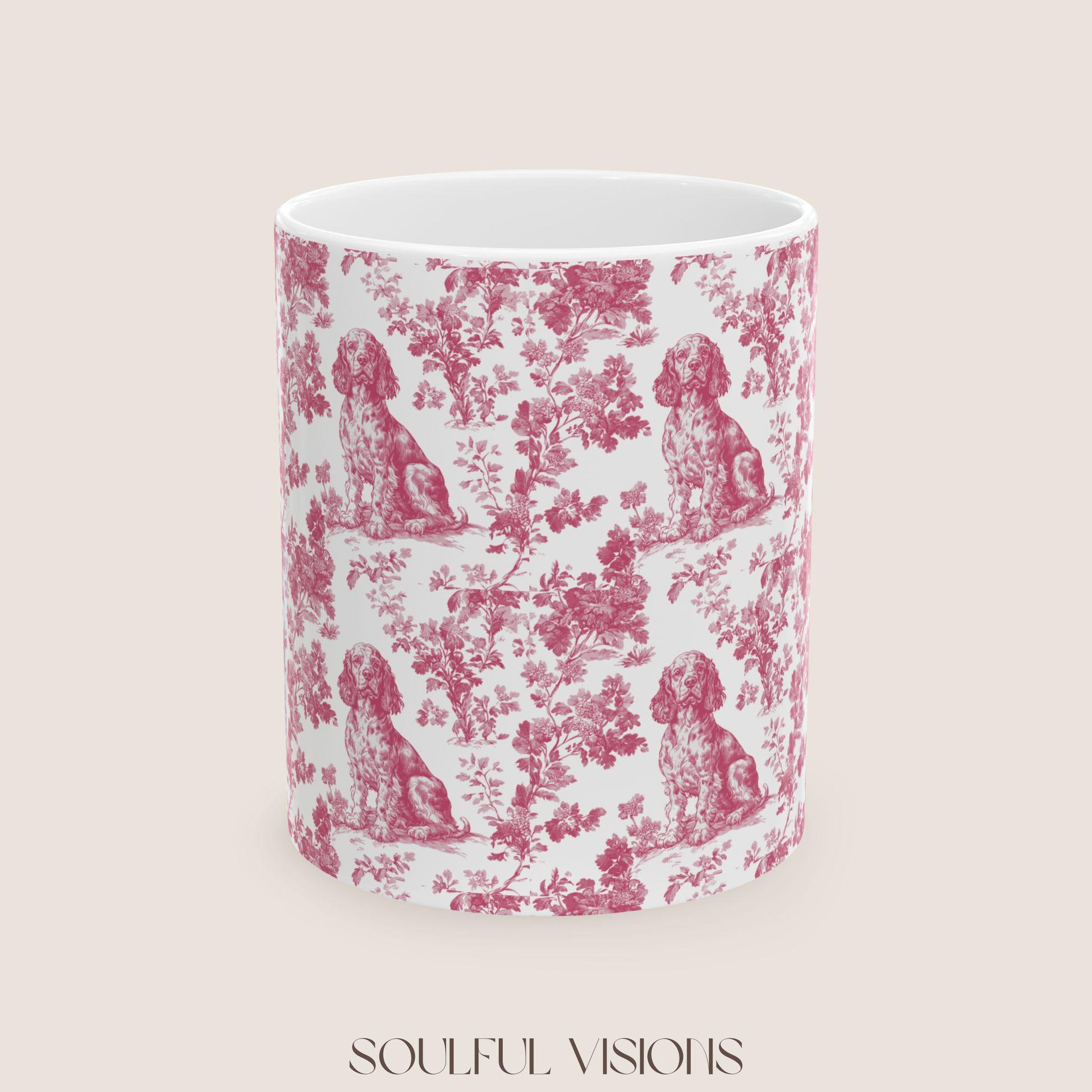 Boykin Spaniel French Pink Toile de Jouy Mug, Boykin Spaniel Mugs, Boykin Spaniel Gift, Toile mug, Boykin Spaniel, Spaniel mama Gift