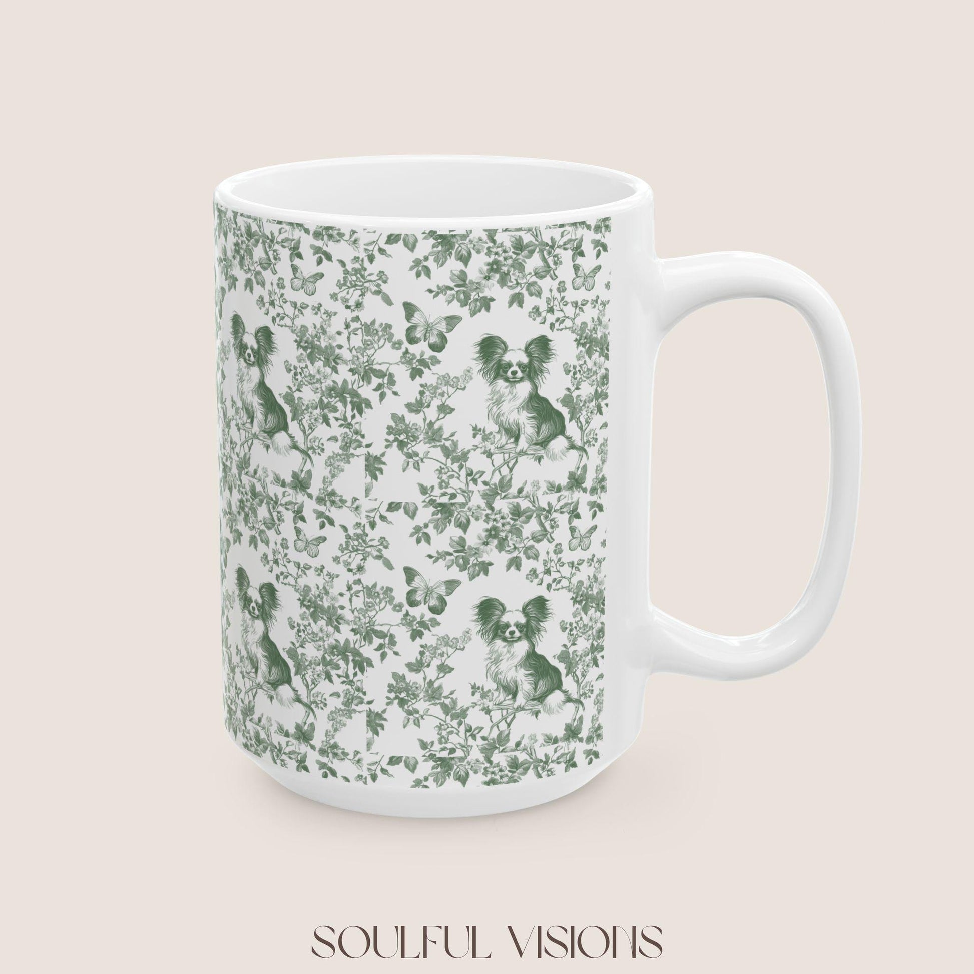 Papillon French Pastel Toile de Jouy Mug, Papillon Mugs, Papillon Gift, Toile mug, Papillon, Papillon mama Gift, Papillon Coffee Mug