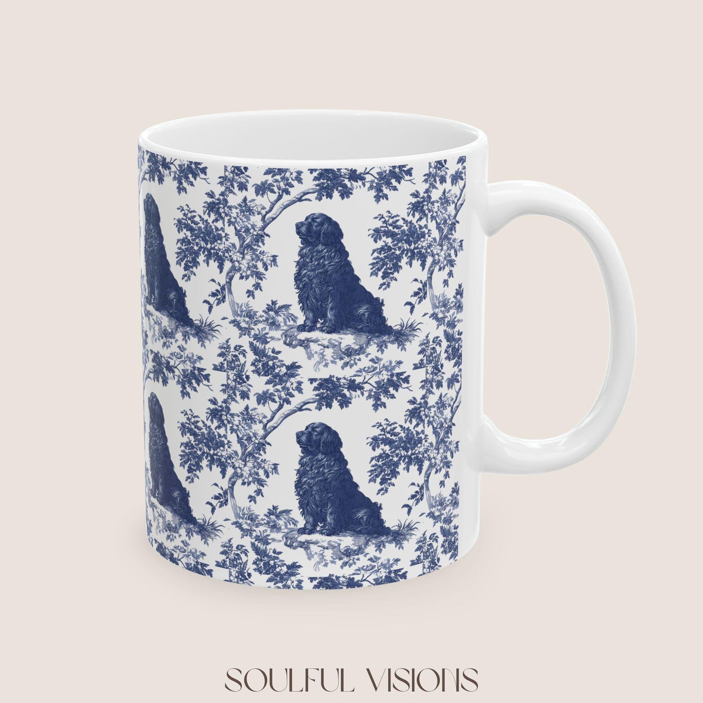 Newfoundland French Blue Toile de Jouy Mug, Dog Coffee Mugs, Newfoundland Cup, Newfoundland Mom, Newfoundland Mugs, Newfoundland Lover Gift