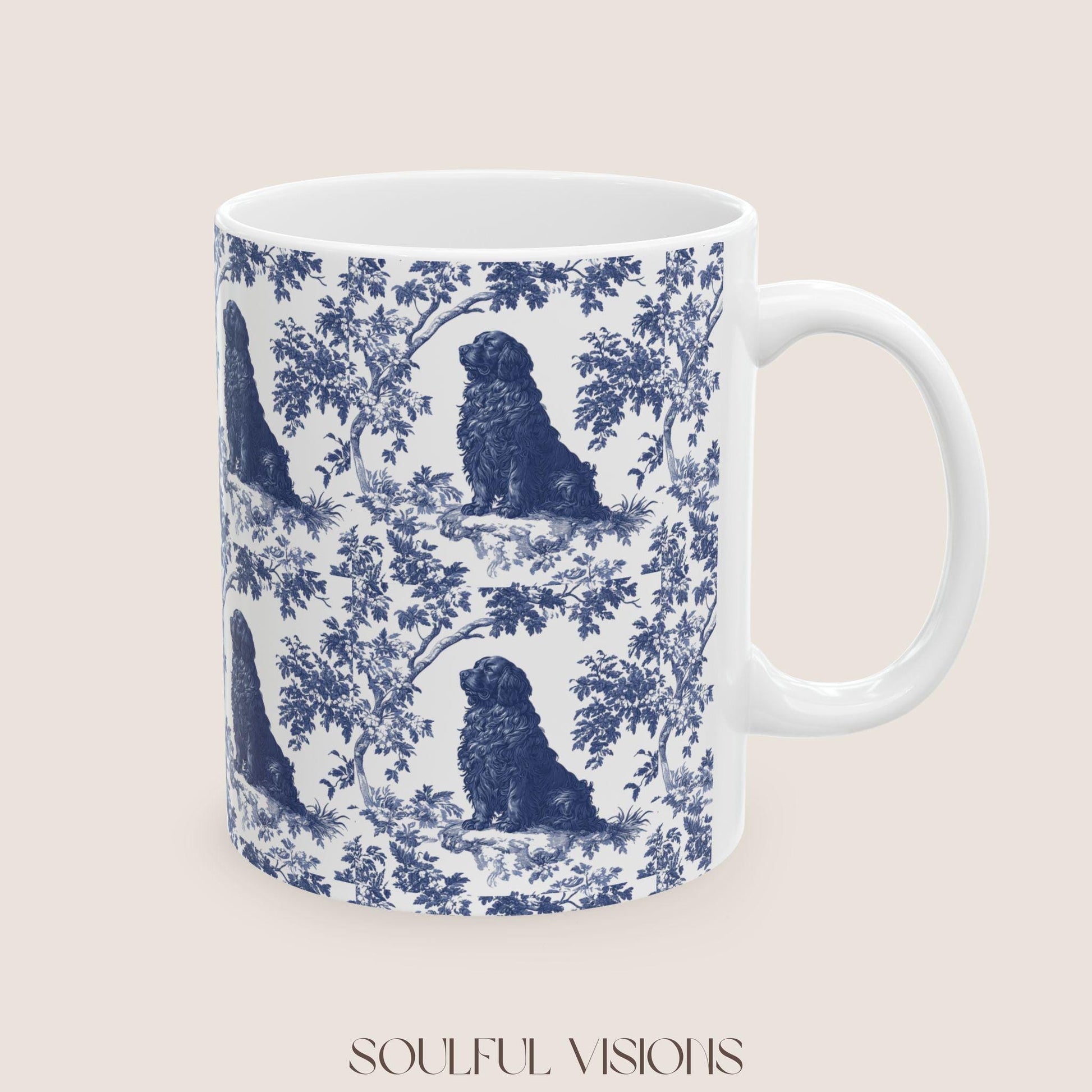 Newfoundland French Blue Toile de Jouy Mug, Dog Coffee Mugs, Newfoundland Cup, Newfoundland Mom, Newfoundland Mugs, Newfoundland Lover Gift