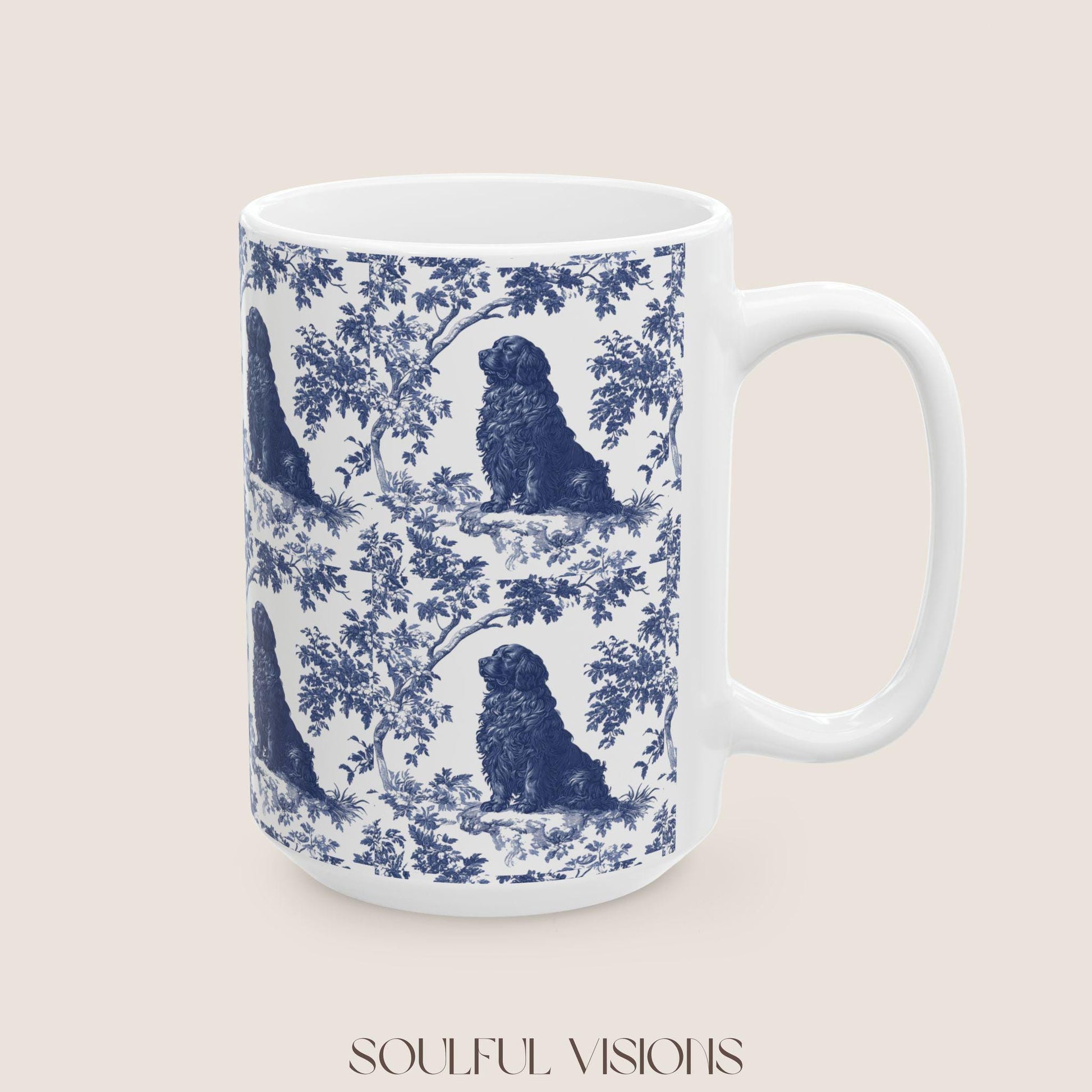 Newfoundland French Blue Toile de Jouy Mug, Dog Coffee Mugs, Newfoundland Cup, Newfoundland Mom, Newfoundland Mugs, Newfoundland Lover Gift