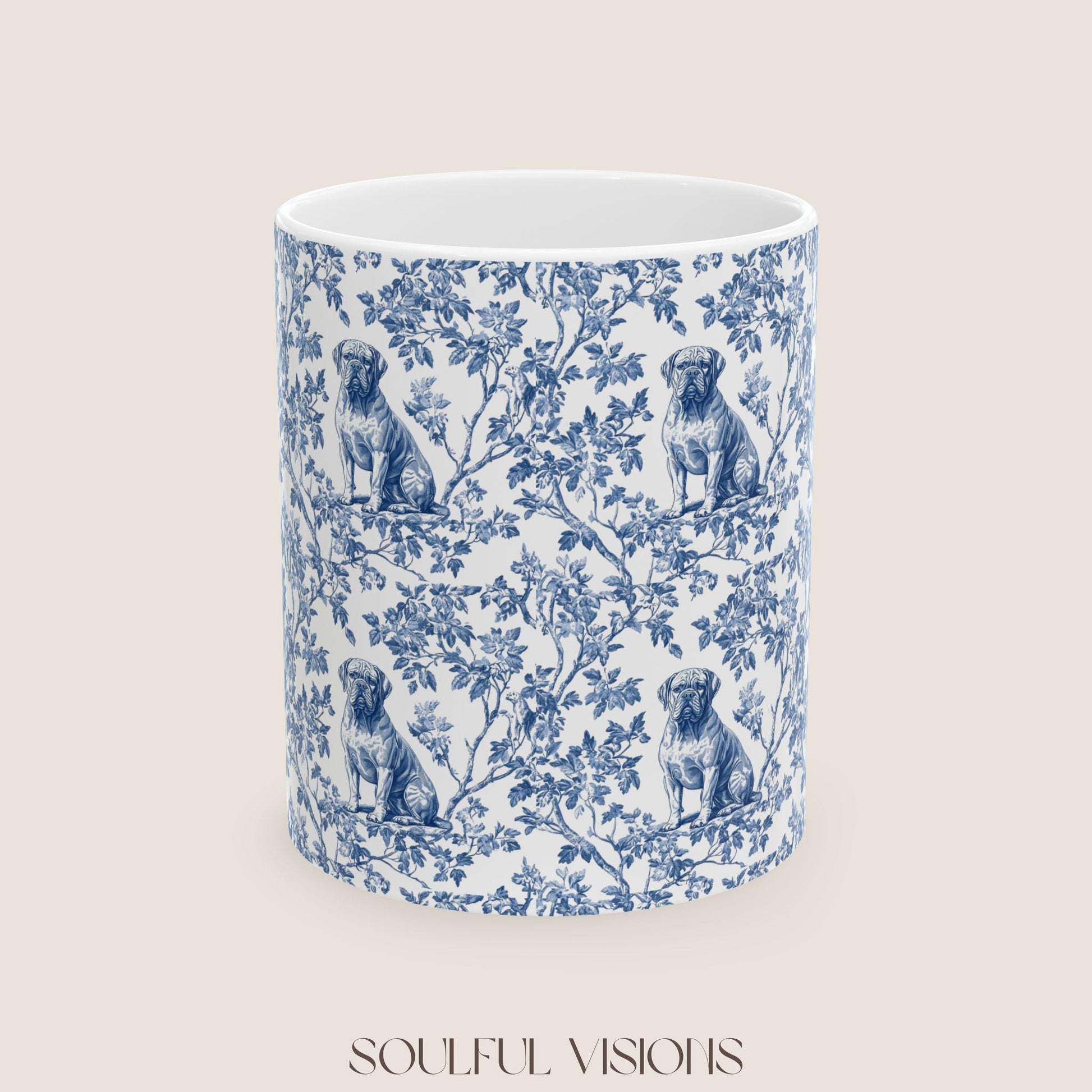 Dogue De Bordeaux French Blue Toile de Jouy Mug, Dogue De Bordeaux Mugs, Dogue De Bordeaux Gift, Dogue De Bordeaux lover, Dogue De Bordeaux