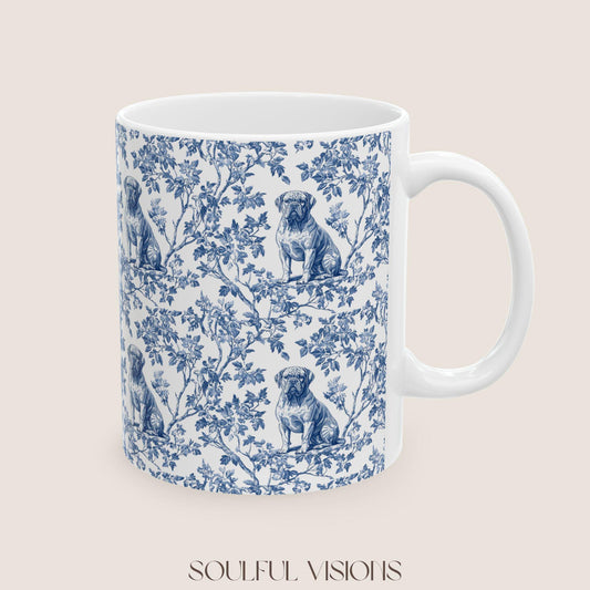 Dogue De Bordeaux French Blue Toile de Jouy Mug, Dogue De Bordeaux Mugs, Dogue De Bordeaux Gift, Dogue De Bordeaux lover, Dogue De Bordeaux
