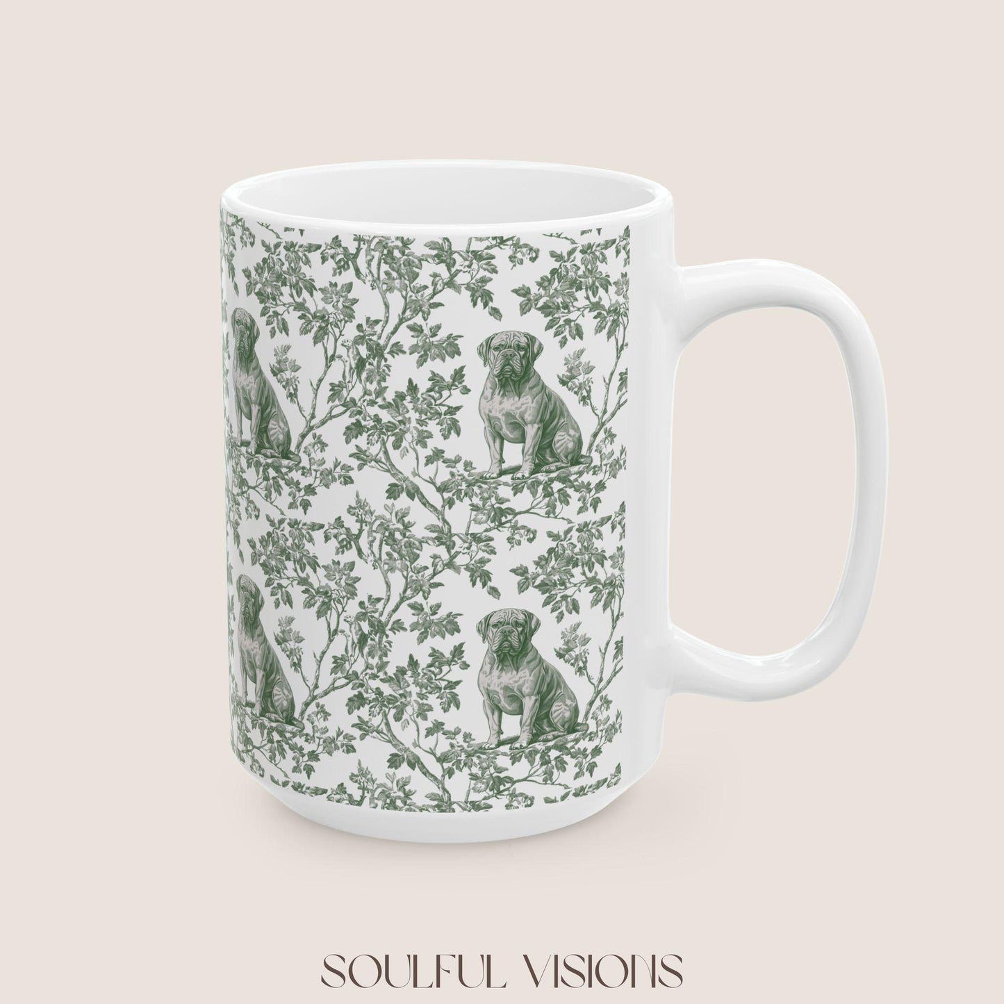 Dogue De Bordeaux French Pastel Toile de Jouy Mug, Dogue De Bordeaux Mug, Dogue De Bordeaux Gift, Dogue De Bordeaux lover, Dogue De Bordeaux