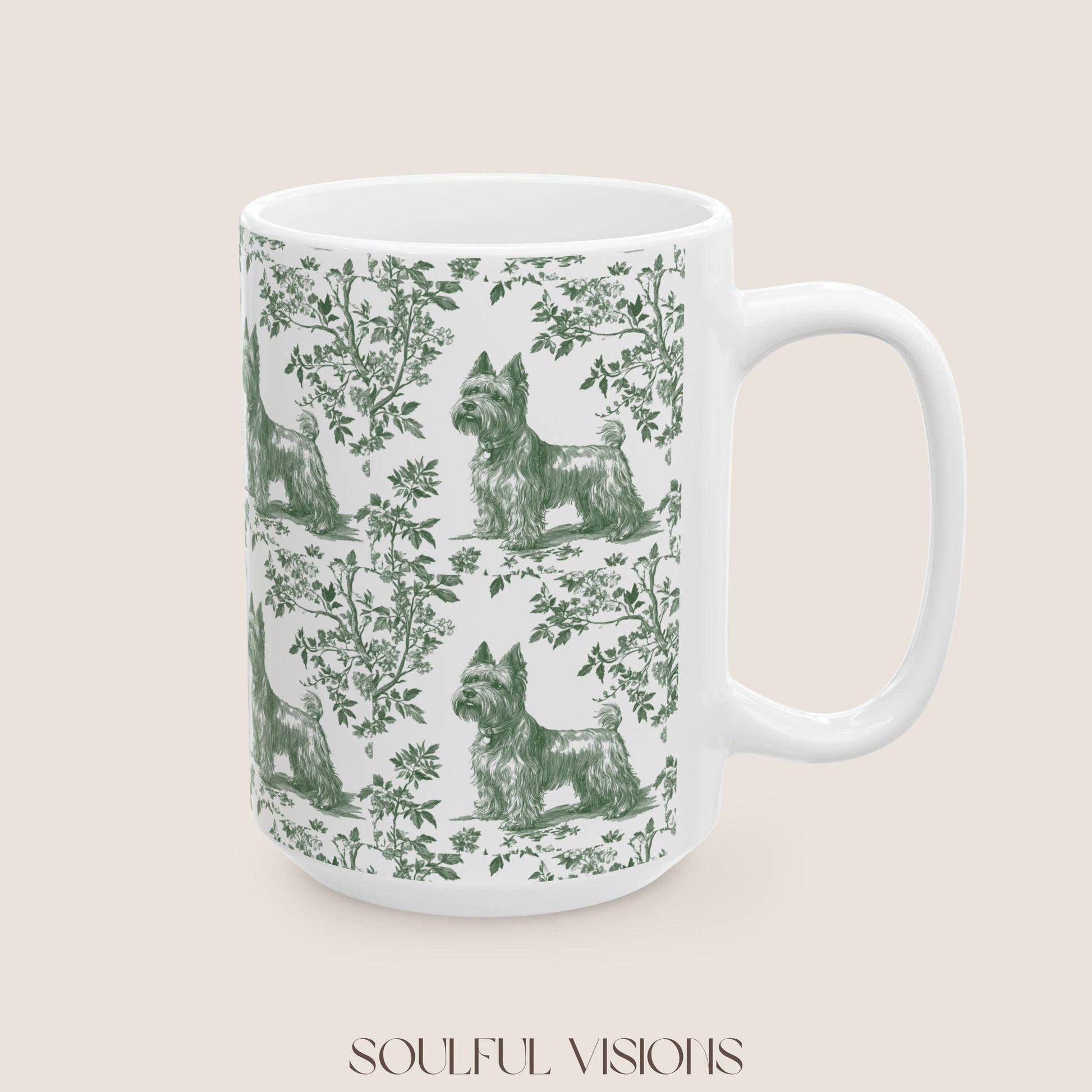 Scottish Terrier French Pastel Toile de Jouy Mug, Dog Mugs, Scottie Terrier Coffee Mug, Scottie Mom Gifts, Scottish Terrier Lover Gift
