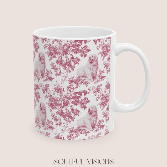 Great Pyrenees French Pink Toile de Jouy Mug, Dog Mugs, Great Pyrenees Coffee Mug, Great Pyrenees Mom Gifts, Great Pyrenees Lover Gift