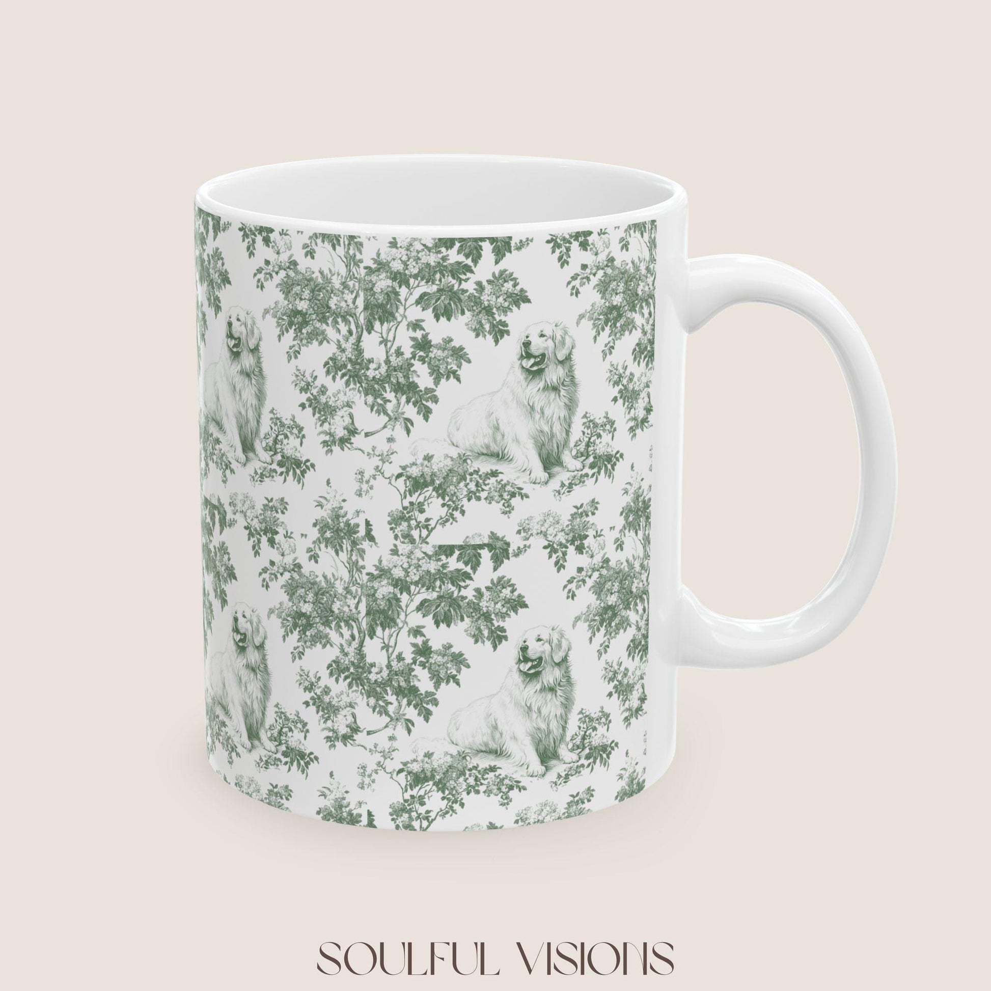 Great Pyrenees French Pastel Toile de Jouy Mug, Dog Mugs, Great Pyrenees Coffee Mug, Great Pyrenees Mom Gifts, Great Pyrenees Lover Gift