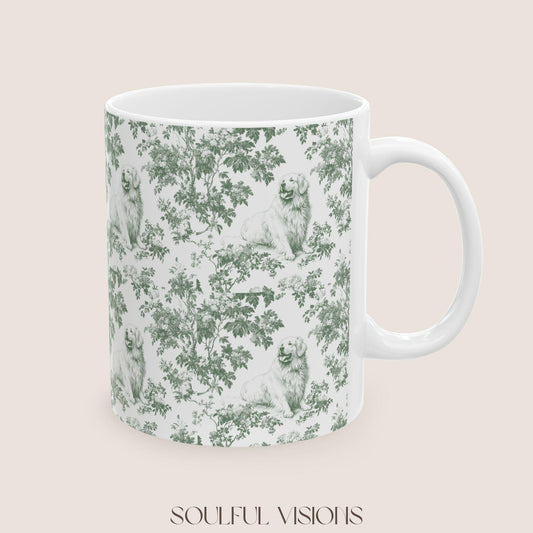 Great Pyrenees French Pastel Toile de Jouy Mug, Dog Mugs, Great Pyrenees Coffee Mug, Great Pyrenees Mom Gifts, Great Pyrenees Lover Gift