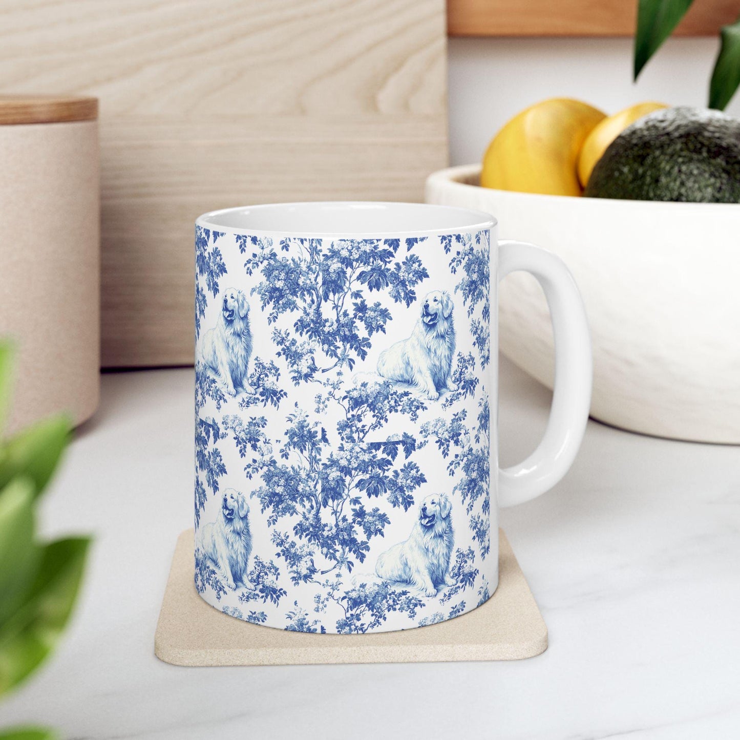 Great Pyrenees French Blue Toile de Jouy Mug, Dog Mugs, Great Pyrenees Coffee Mug, Great Pyrenees Mom Gifts, Great Pyrenees Lover Gift