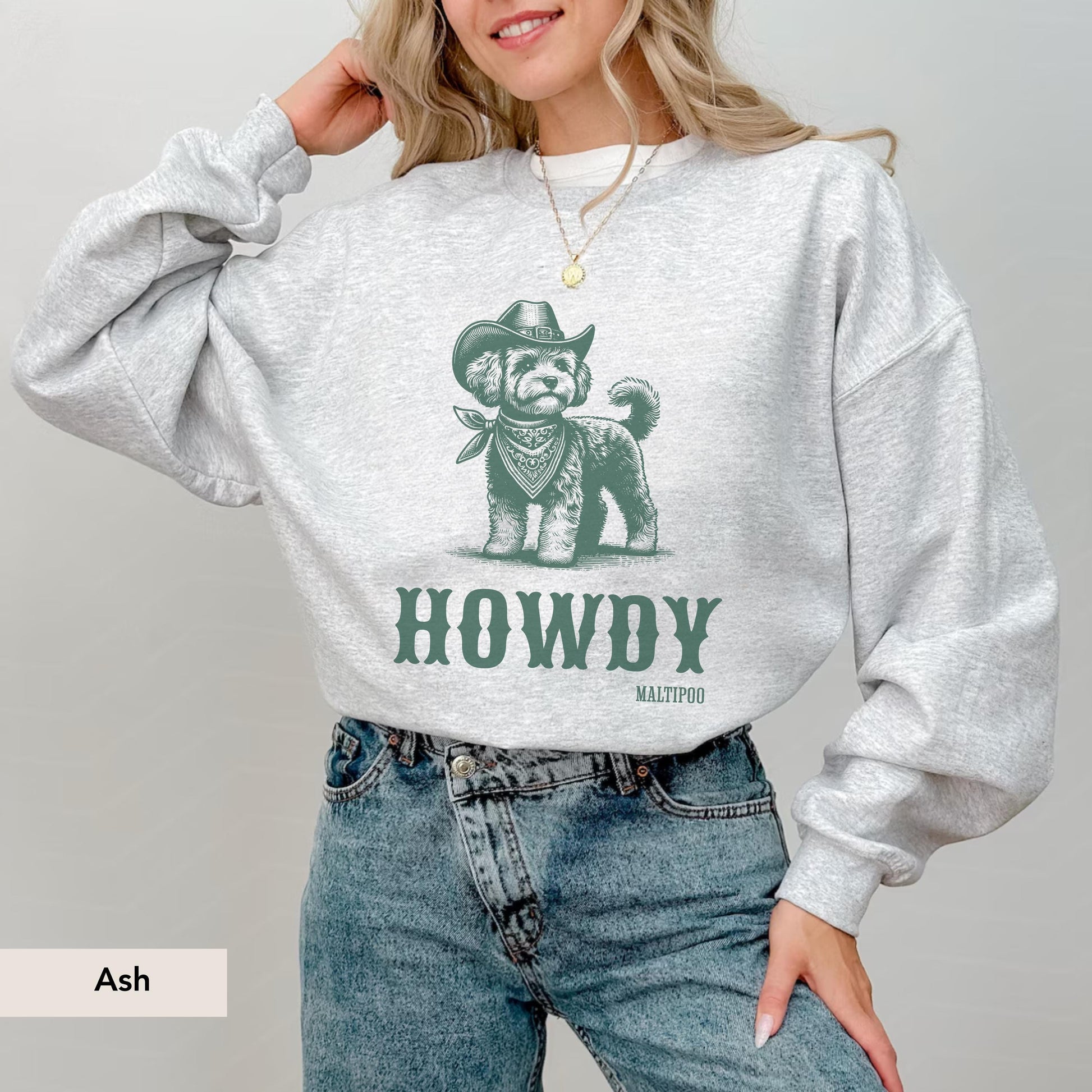 Howdy Maltipoo Sweatshirt, Maltipoo Shirt, Maltipoo Shirt, Gift for Maltipoo Owner, Cute Maltipoo Lover Gifts, Dog Cowboy sweater