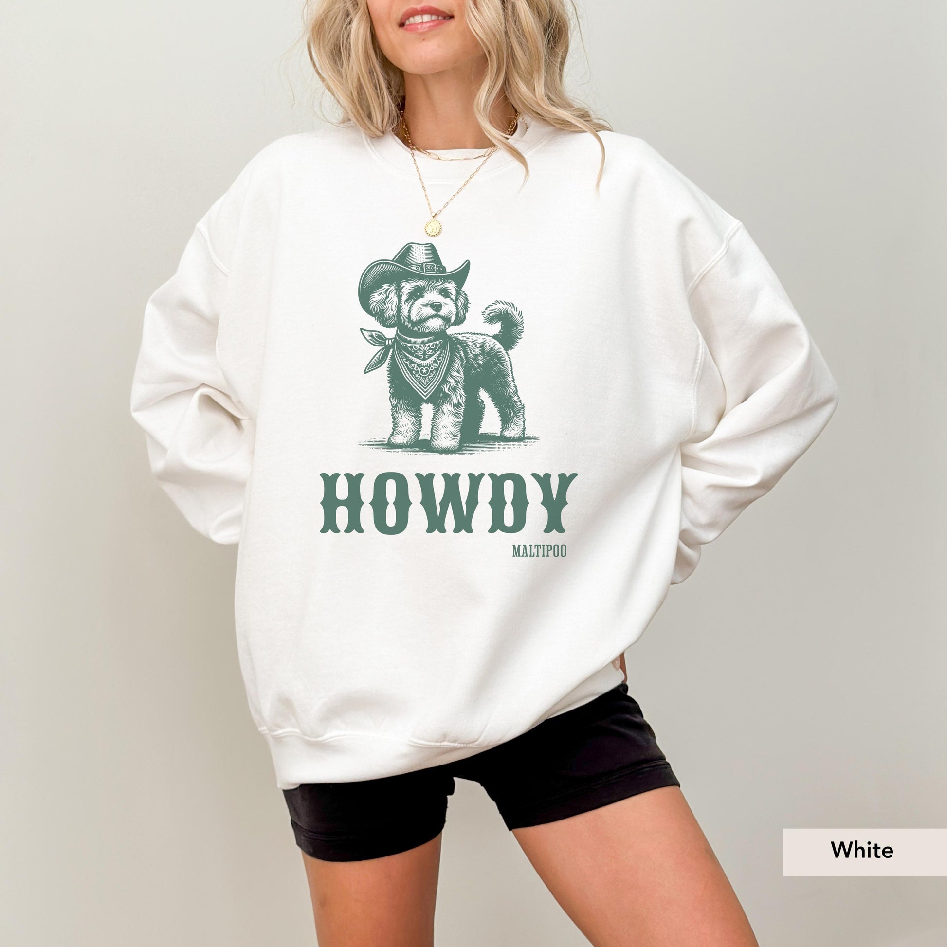 Howdy Maltipoo Sweatshirt, Maltipoo Shirt, Maltipoo Shirt, Gift for Maltipoo Owner, Cute Maltipoo Lover Gifts, Dog Cowboy sweater