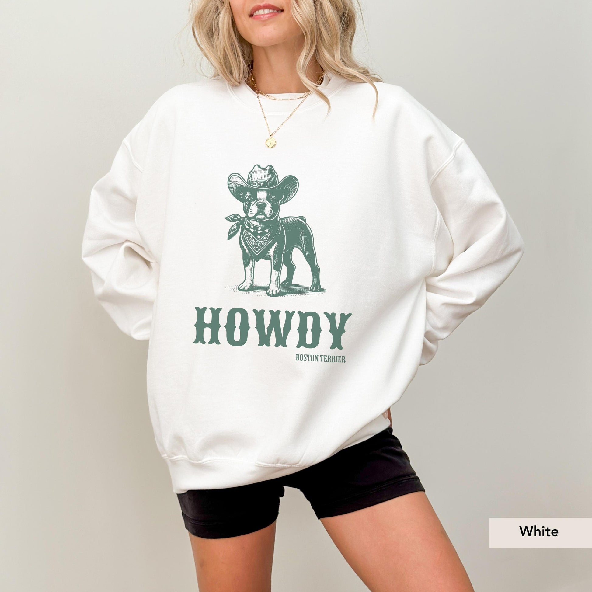 Howdy Boston Terrier Sweatshirt, Boston Terrier Shirt, Boston Terrier, Boston Terrier Dog, Boston Terrier gifts, Dog Cowboy