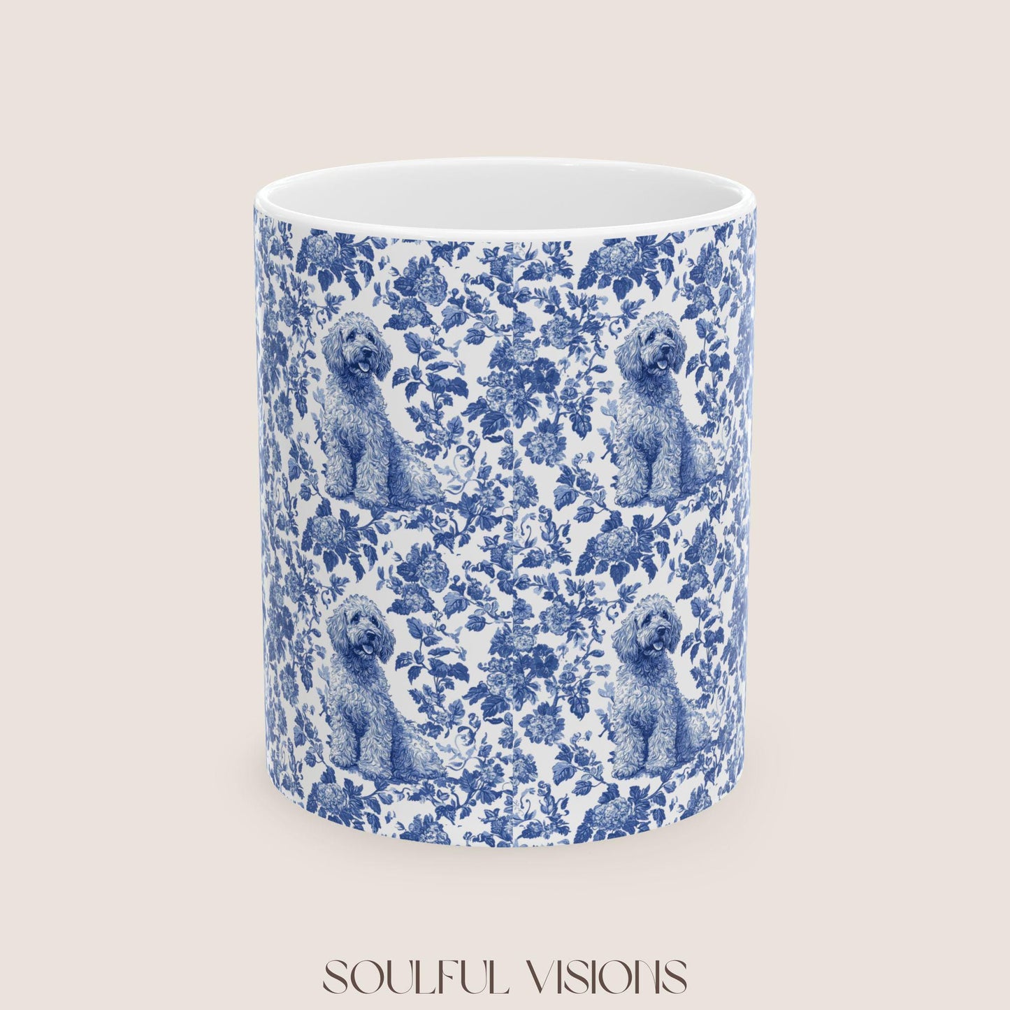 Labradoodle French Blue Toile de Jouy Mug, Labradoodle Mug, Doodle Gift, Labradoodle gift, Toile Dog mug, Doodle mama Gift, Labradoodle mama