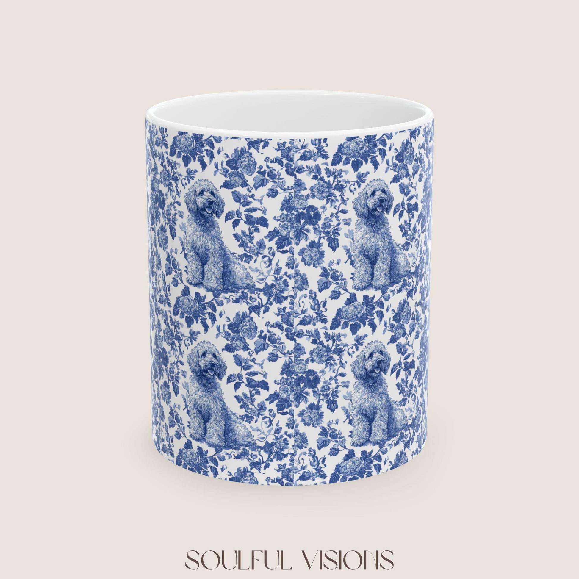 Labradoodle French Blue Toile de Jouy Mug, Labradoodle Mug, Doodle Gift, Labradoodle gift, Toile Dog mug, Doodle mama Gift, Labradoodle mama