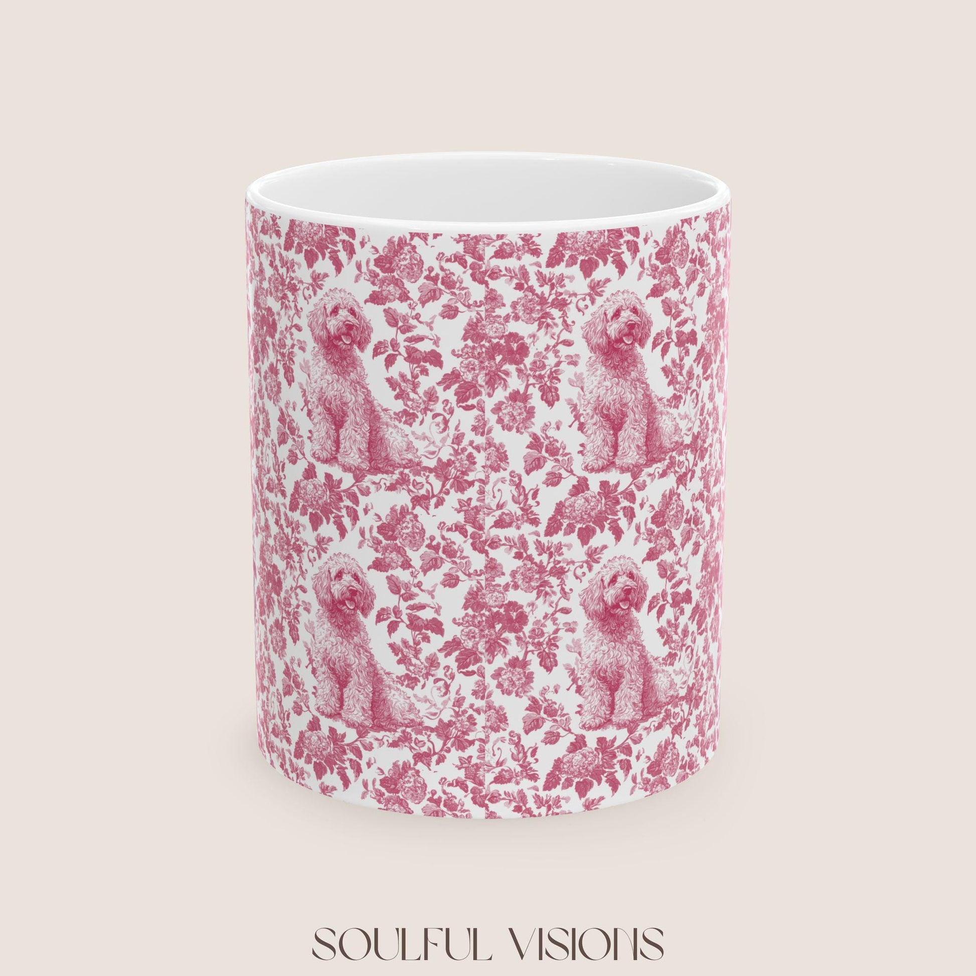 Labradoodle French Pink Toile de Jouy Mug, Labradoodle Mug, Doodle Gift, Labradoodle gift, Toile Dog mug, Doodle mama Gift, Labradoodle mama