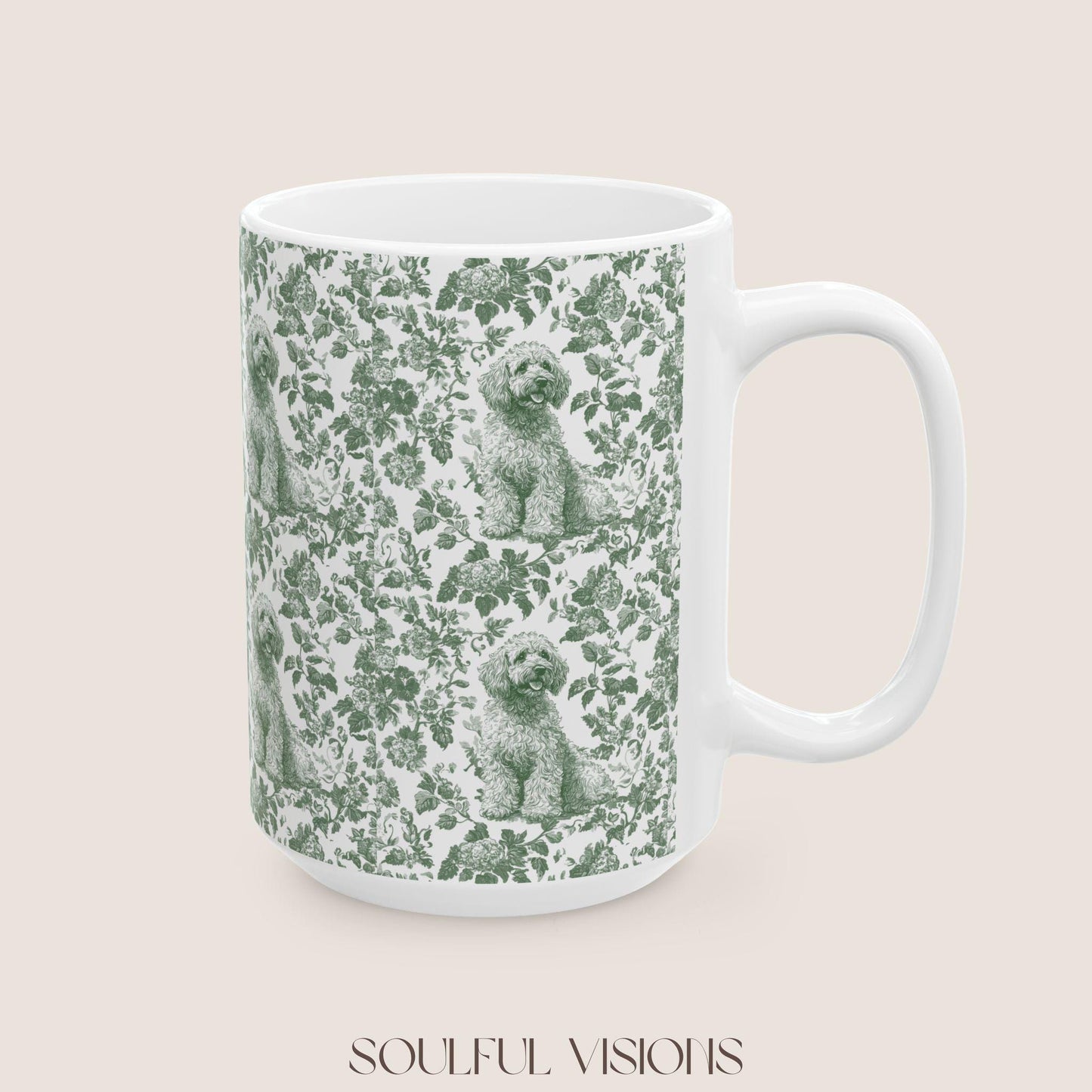 Labradoodle French Pastel Toile de Jouy Mug, Labradoodle Mug, Doodle Gift, Labradoodle gift, Toile Dog mug, Doodle mama Gift, Labradoodle