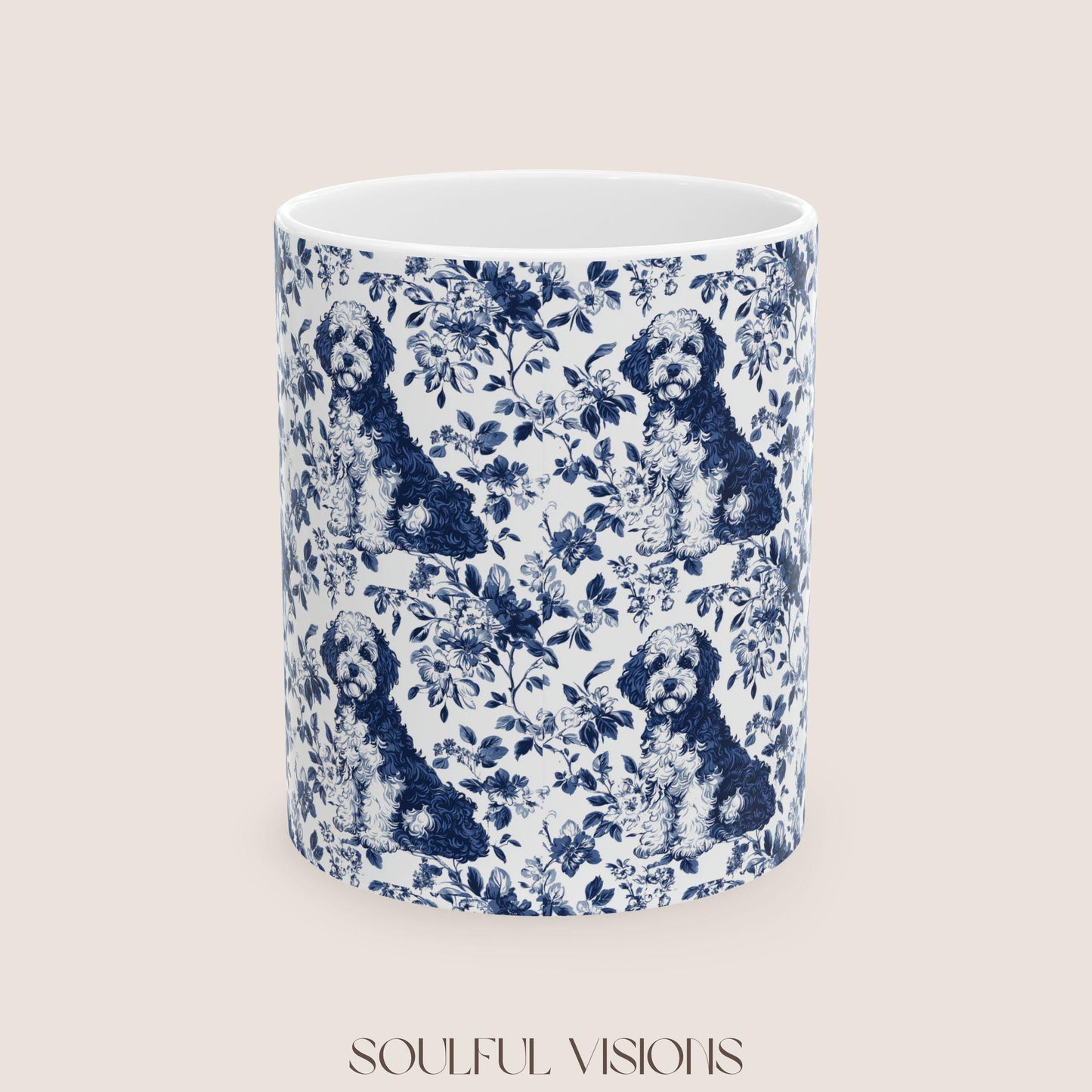 Bernedoodle French Blue Toile de Jouy Mug, Bernedoodle Mug , Bernedoodle, Bernedoodle Gifts , Bernedoodle lover Gifts, Dog toile mug